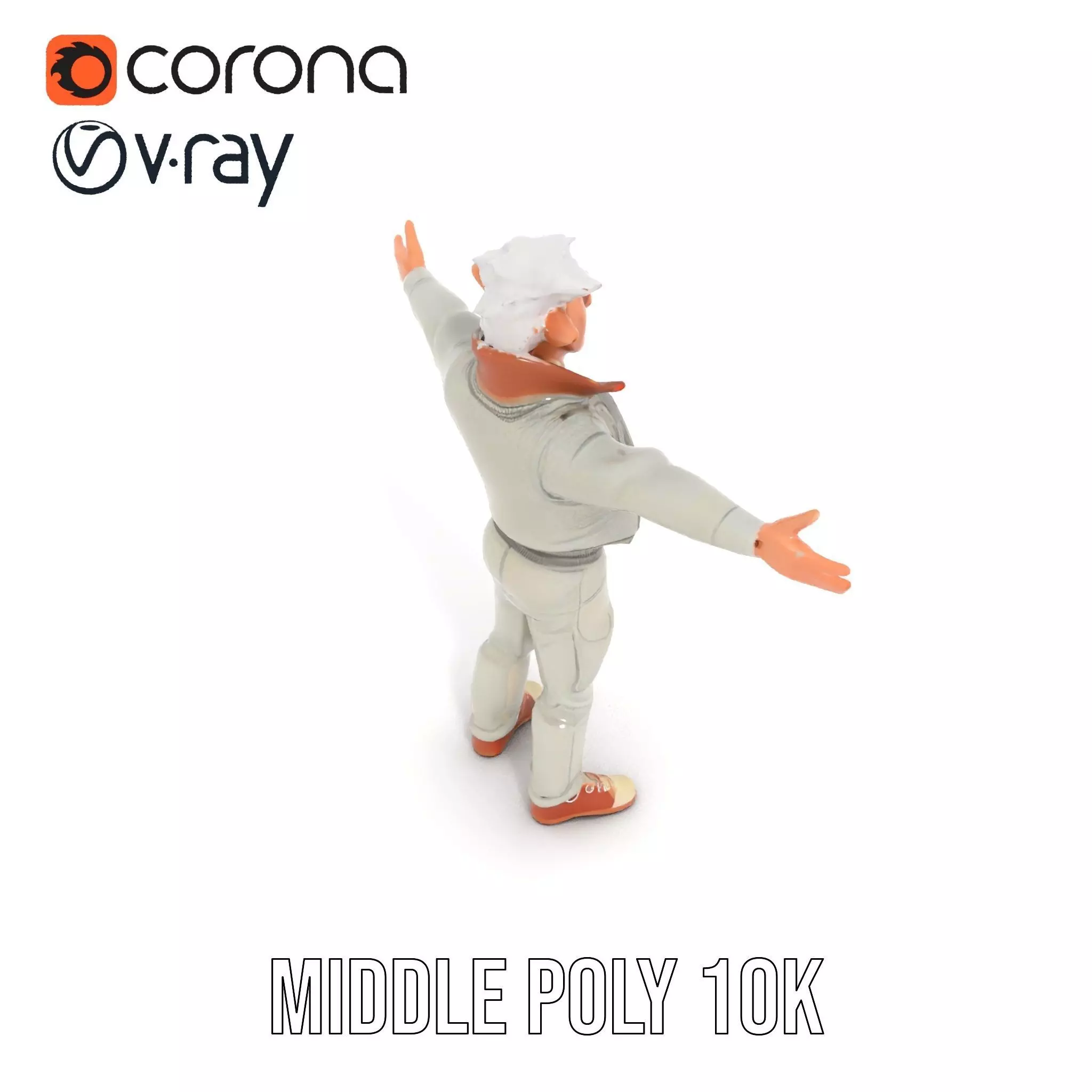 Elderly Elf Character Wearing Casual Jacket Model Pack Low-poly 3D model_6