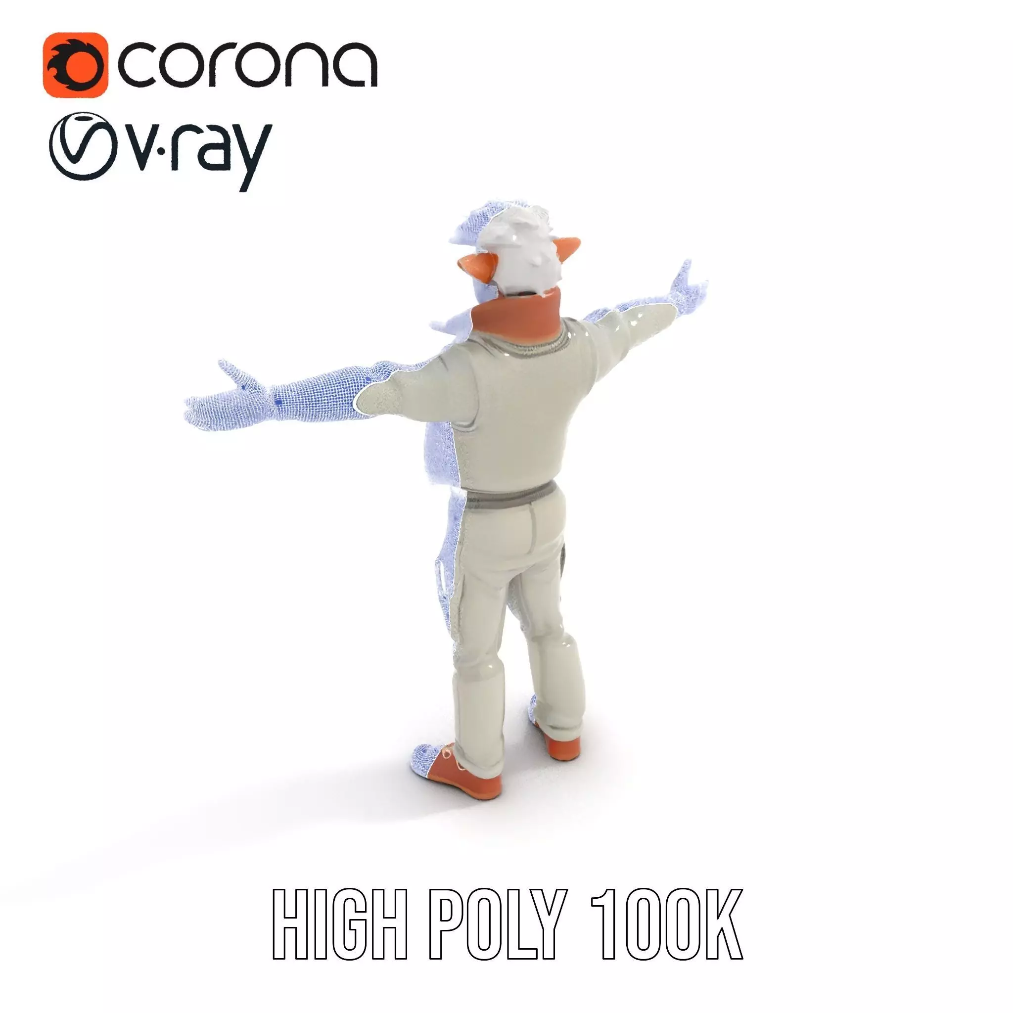 Elderly Elf Character Wearing Casual Jacket Model Pack Low-poly 3D model_13