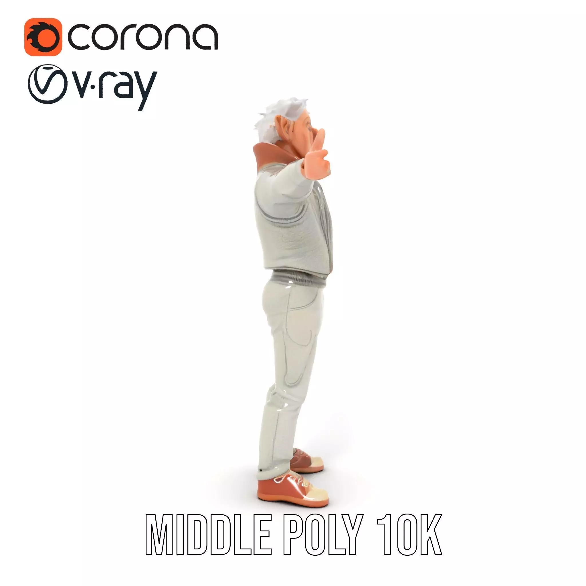 Elderly Elf Character Wearing Casual Jacket Model Pack Low-poly 3D model_20