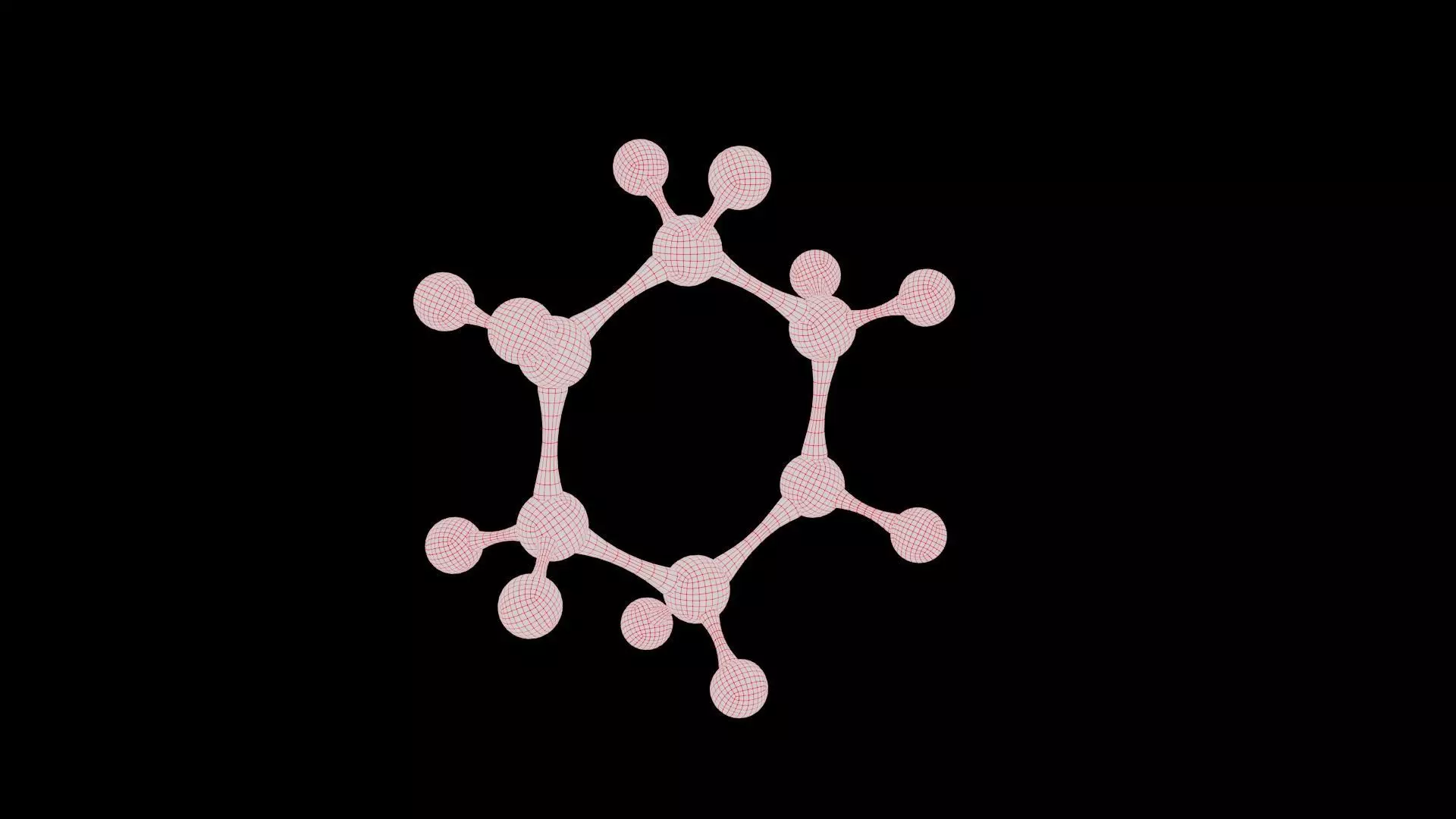Cyclohexane Molecule Low-poly 3D model_8