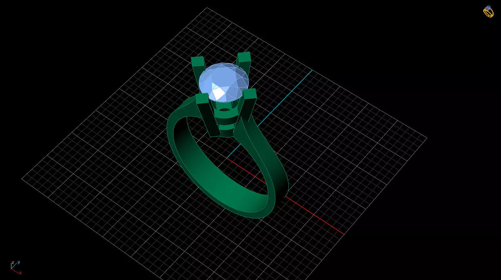 round gem ring 3D print model_1