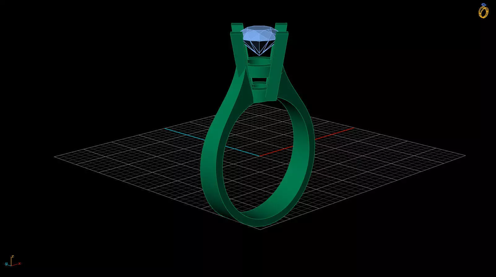 round gem ring 3D print model_2