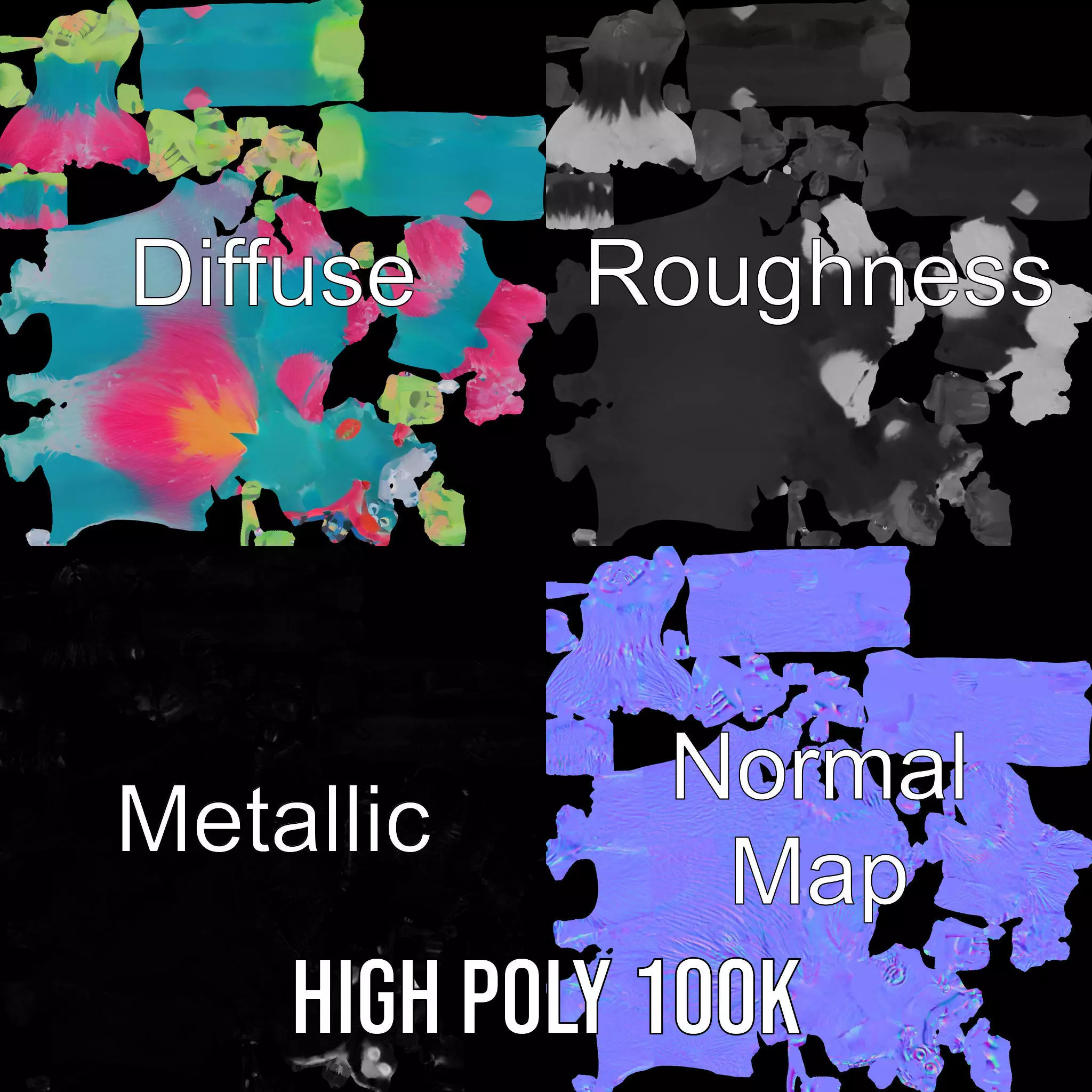 Colorful Cartoon Monster Character Model Pack Low-poly 3D model_3