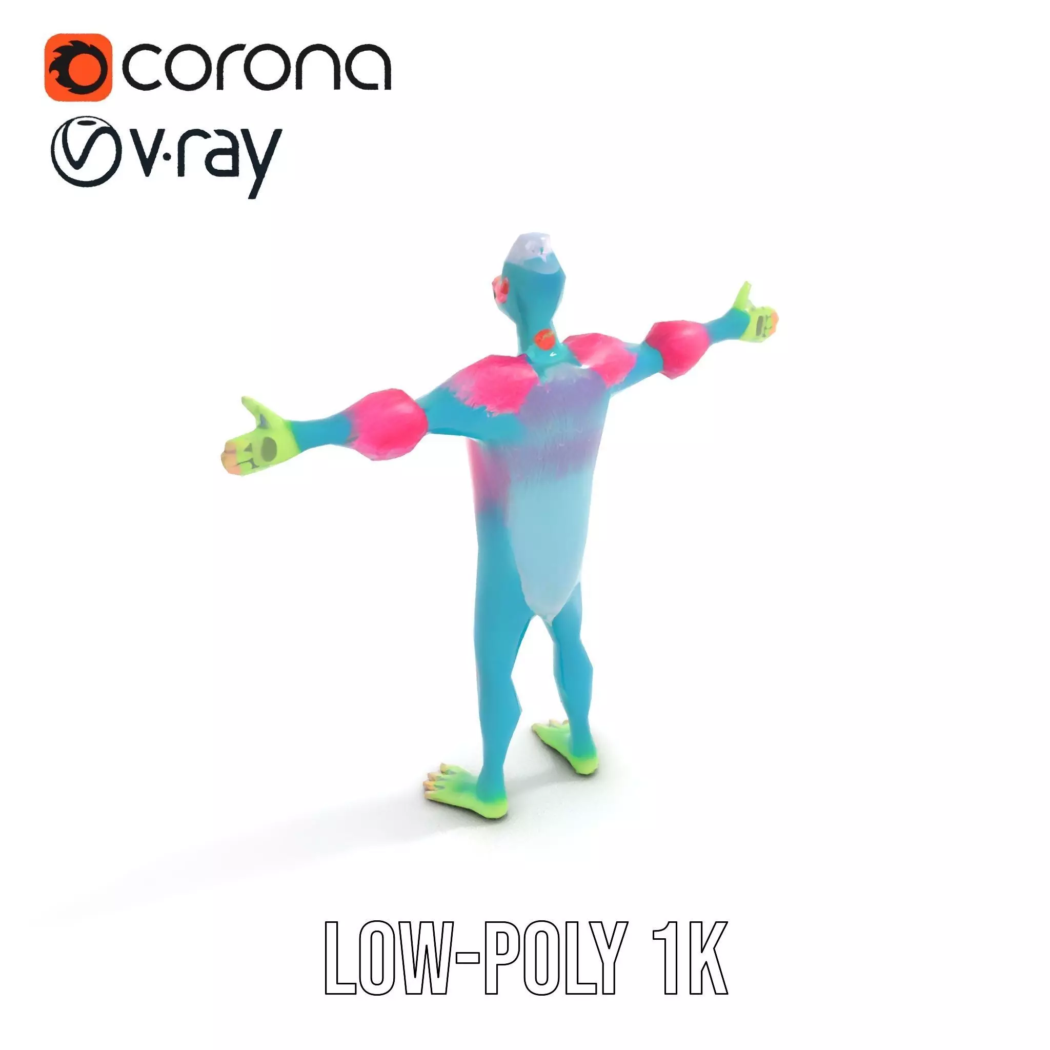 Colorful Cartoon Monster Character Model Pack Low-poly 3D model_7