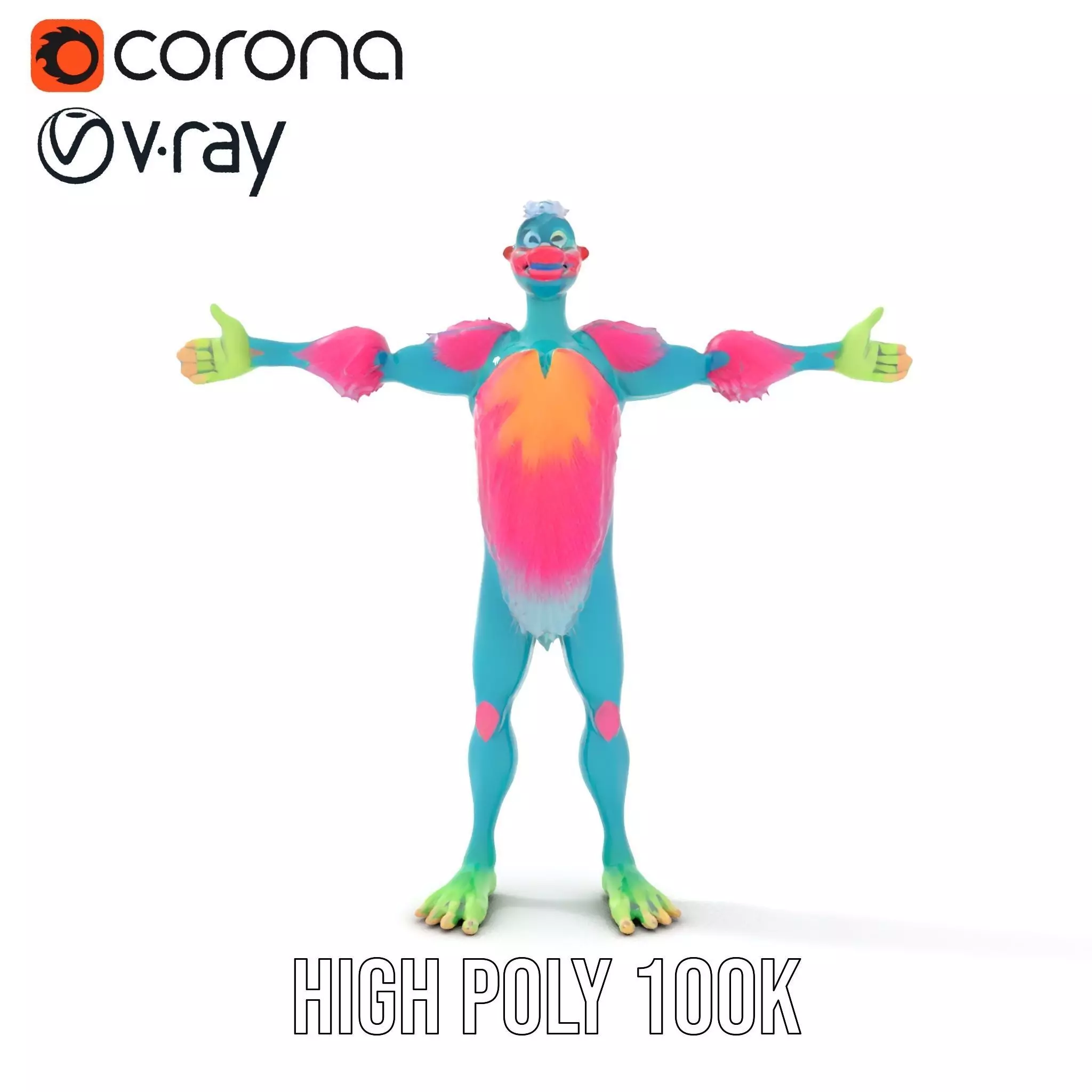 Colorful Cartoon Monster Character Model Pack Low-poly 3D model_17