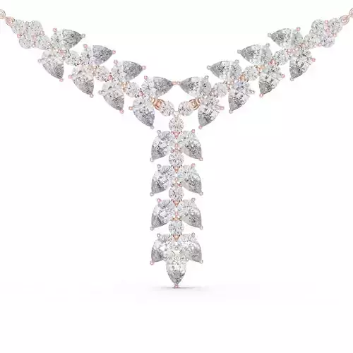 Pear And Round Diamond Floral Pendant Necklace 3dm STL Video