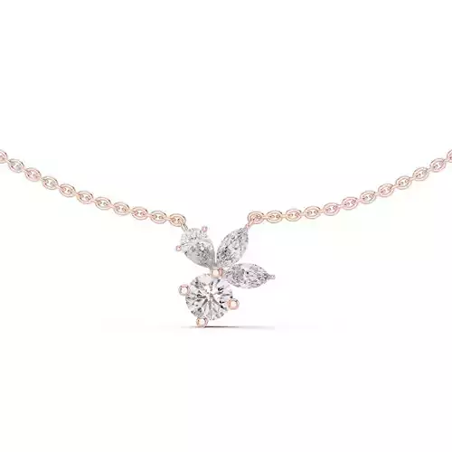 Marquise and Round Diamond Women Pendant Necklace 3dm STL Video