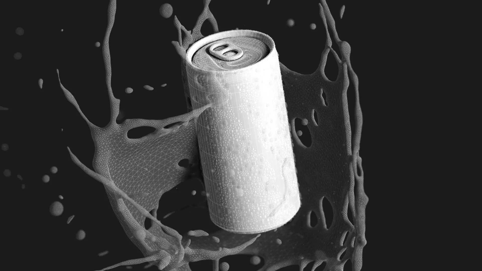 Red 250ml Aluminum Can With Splash - sleek soda drink with drops 3D model_6