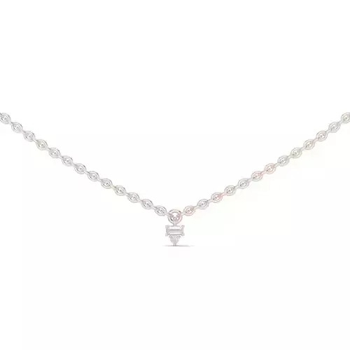 Baguette and Round Diamond Women Pendant Necklace 3dm STL Video 3D print model