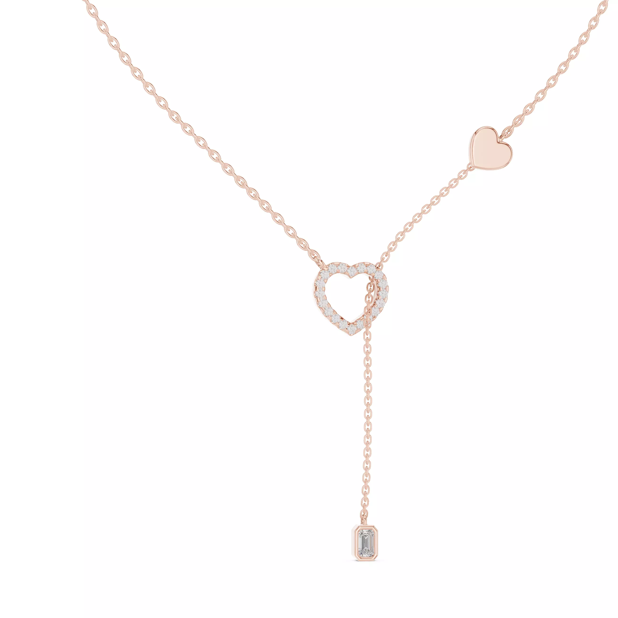 Round and Emerald Diamond Heart Shape Pendant 3dm STL Video 3D print model_3