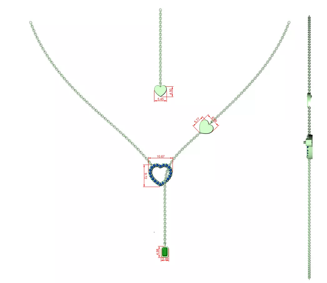 Round and Emerald Diamond Heart Shape Pendant 3dm STL Video 3D print model_15