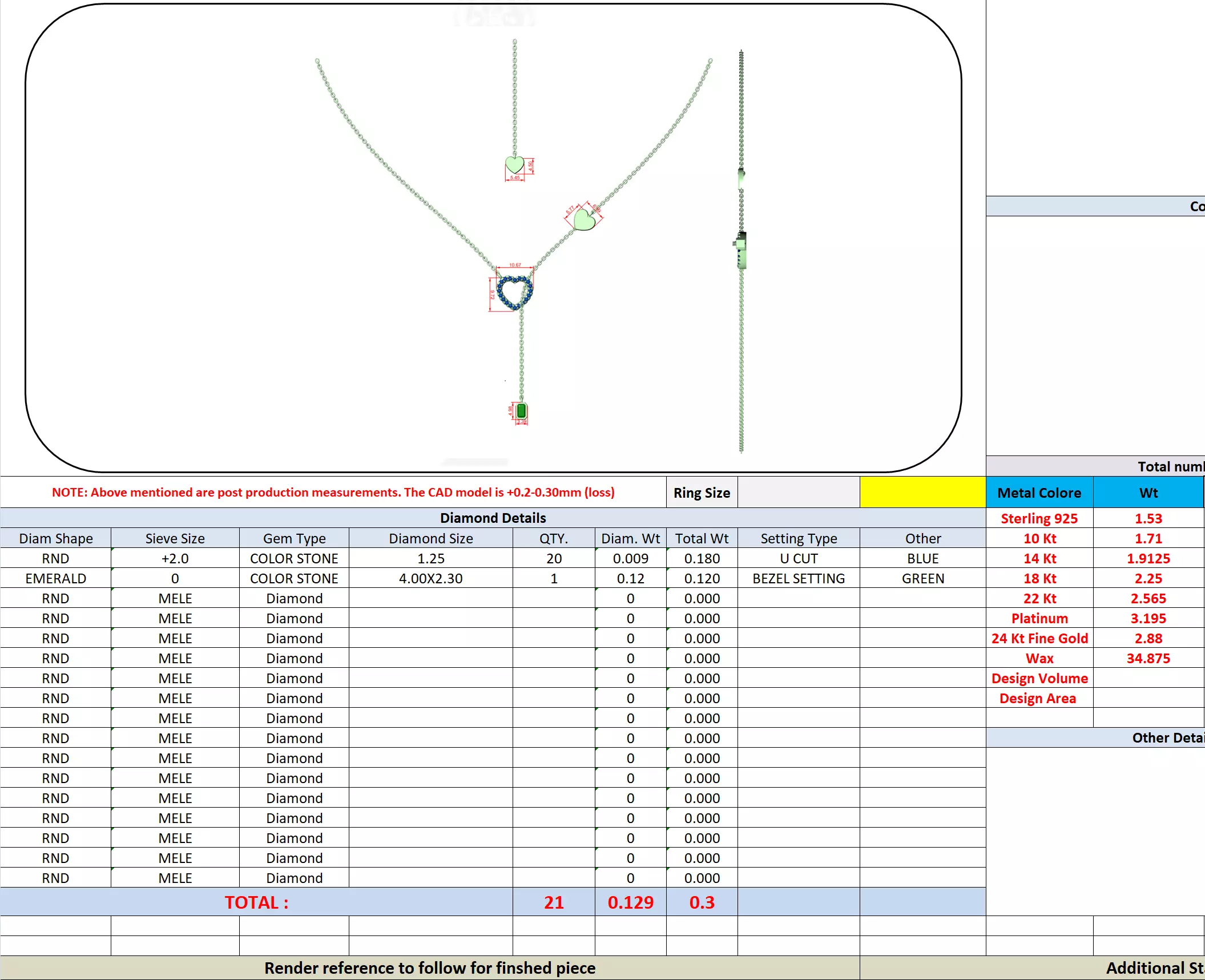Round and Emerald Diamond Heart Shape Pendant 3dm STL Video 3D print model_16