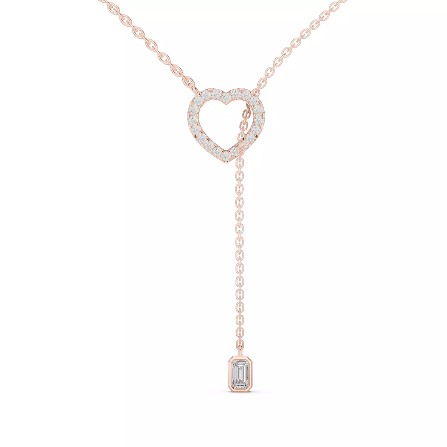 Round and Emerald Diamond Heart Shape Pendant 3dm STL Video 3D print model_0