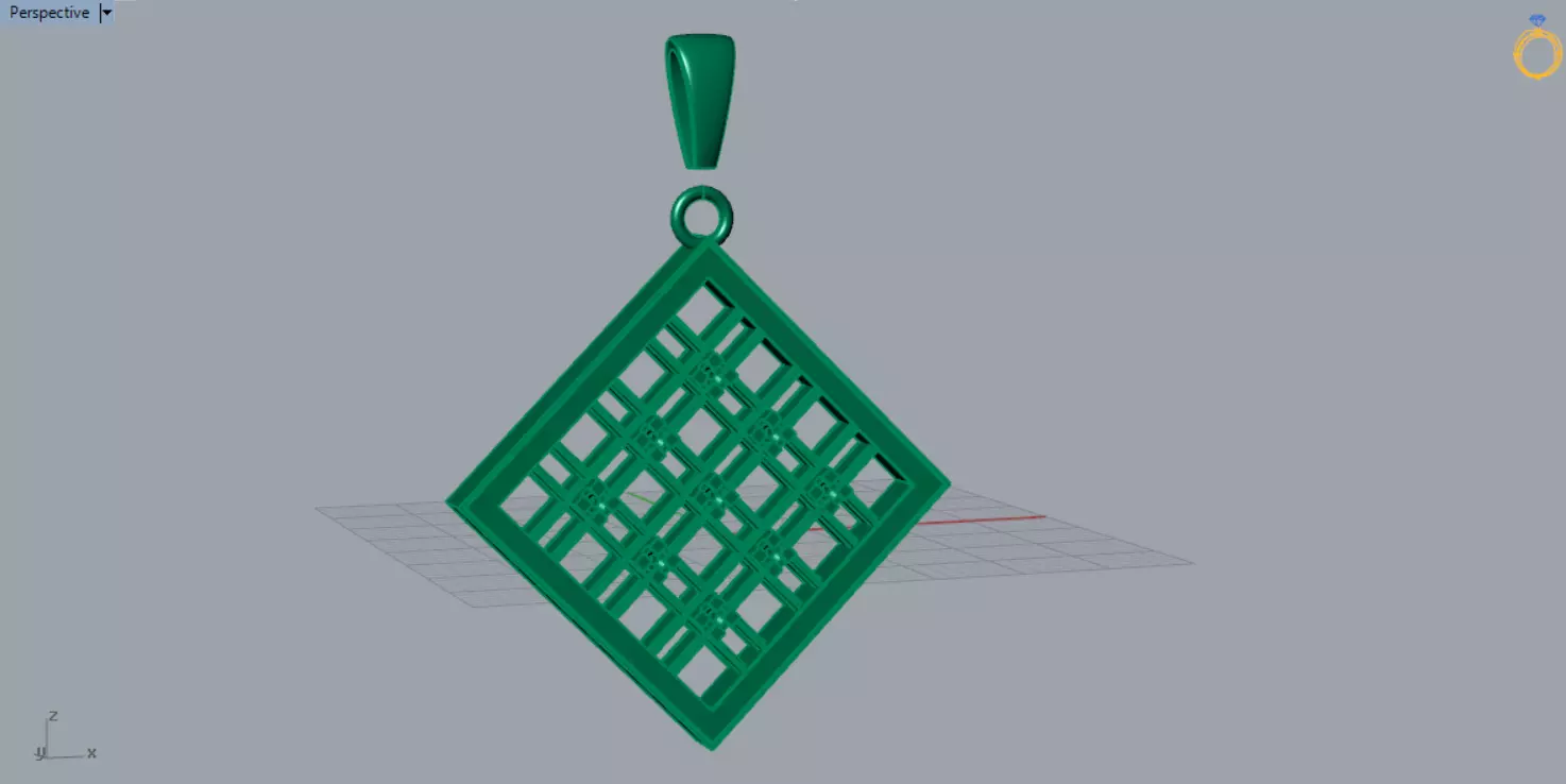 White Gold and Gemstones Checkerboard STL Pendant Model jp0069 3D print model_5