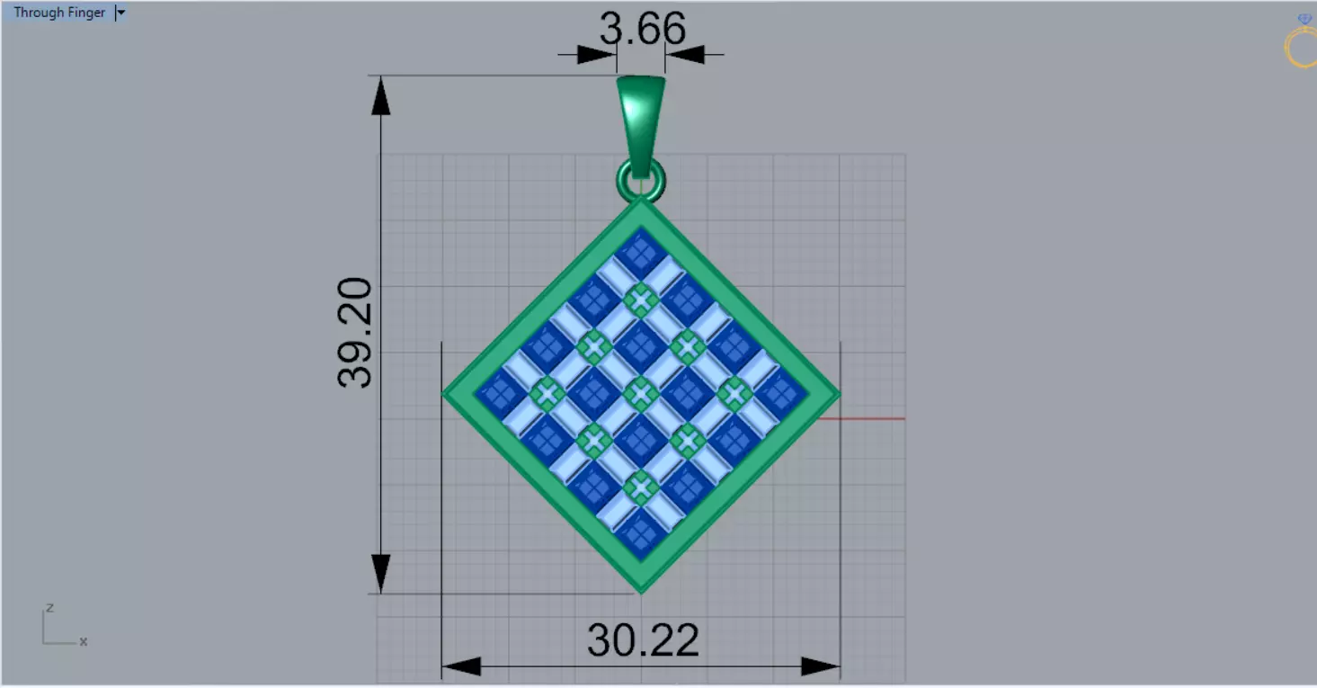 White Gold and Gemstones Checkerboard STL Pendant Model jp0069 3D print model_12