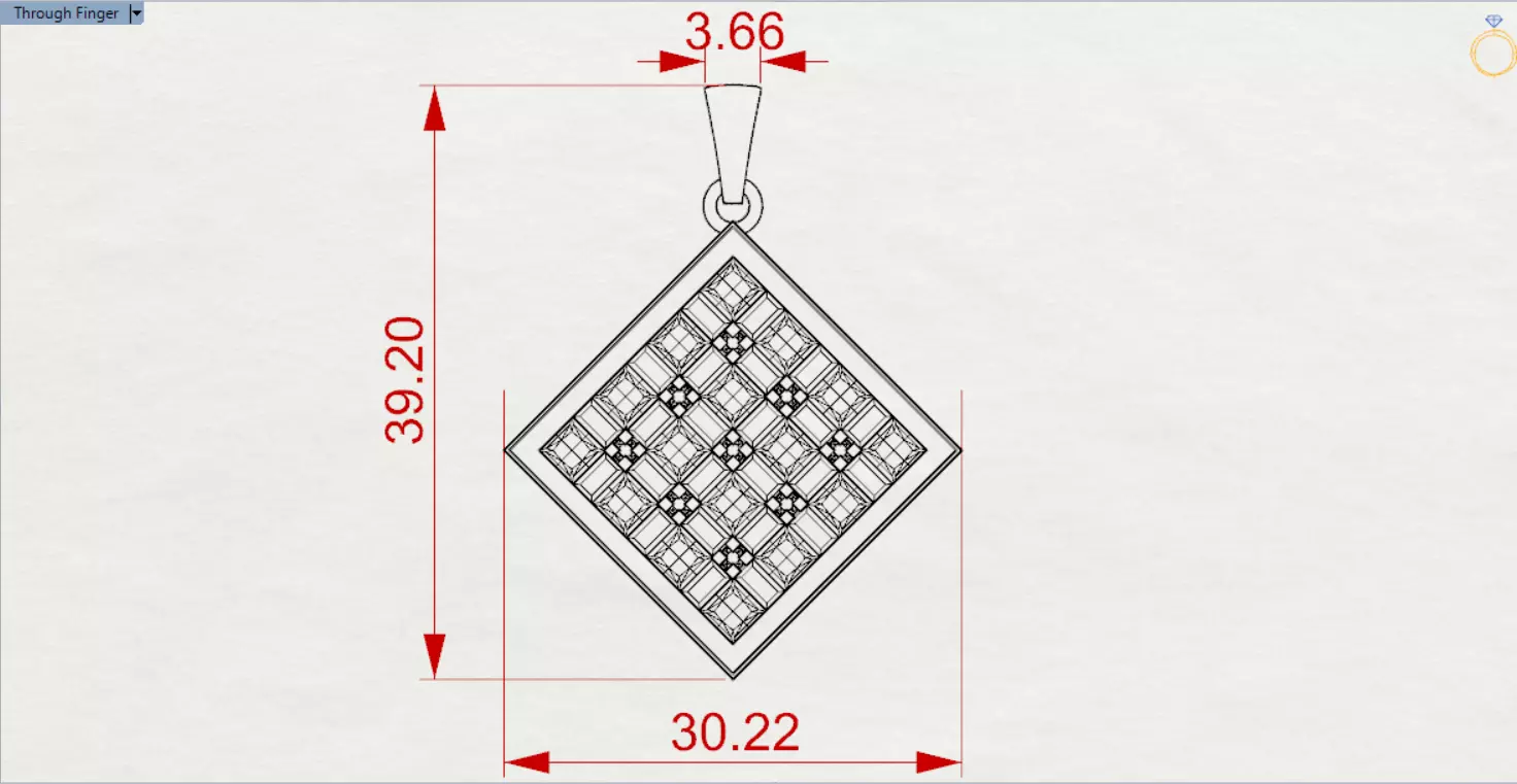 White Gold and Gemstones Checkerboard STL Pendant Model jp0069 3D print model_24