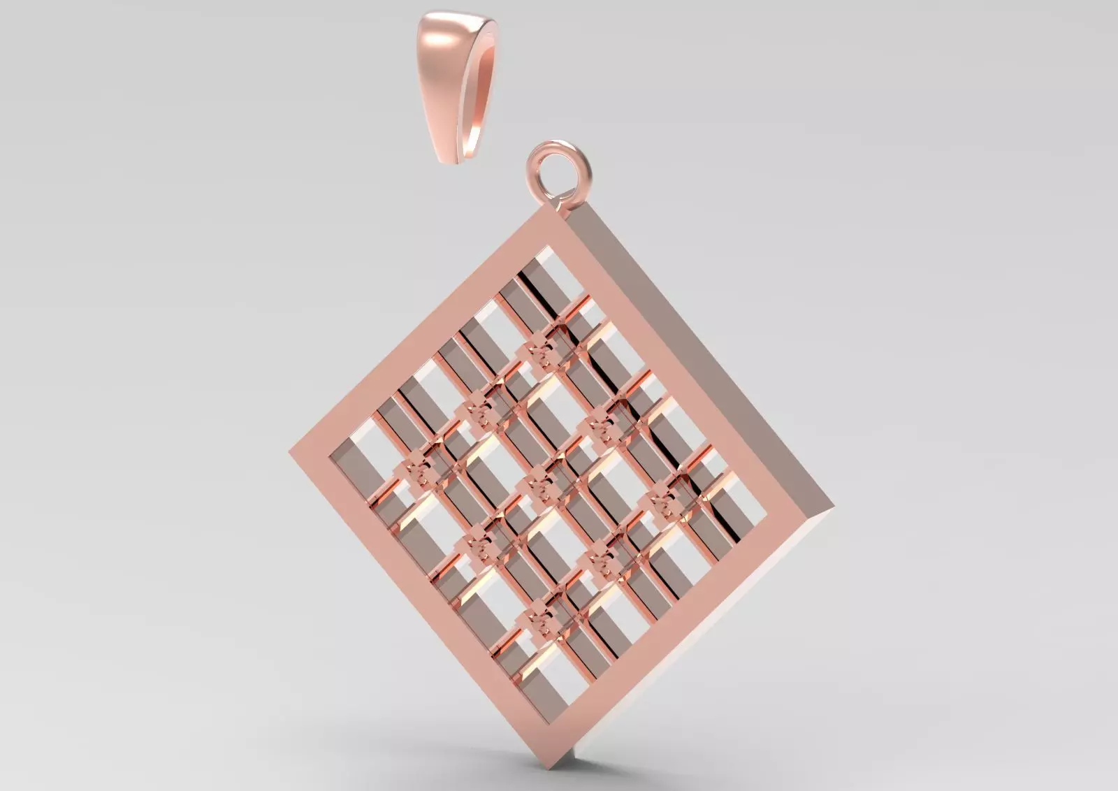 White Gold and Gemstones Checkerboard STL Pendant Model jp0069 3D print model_18