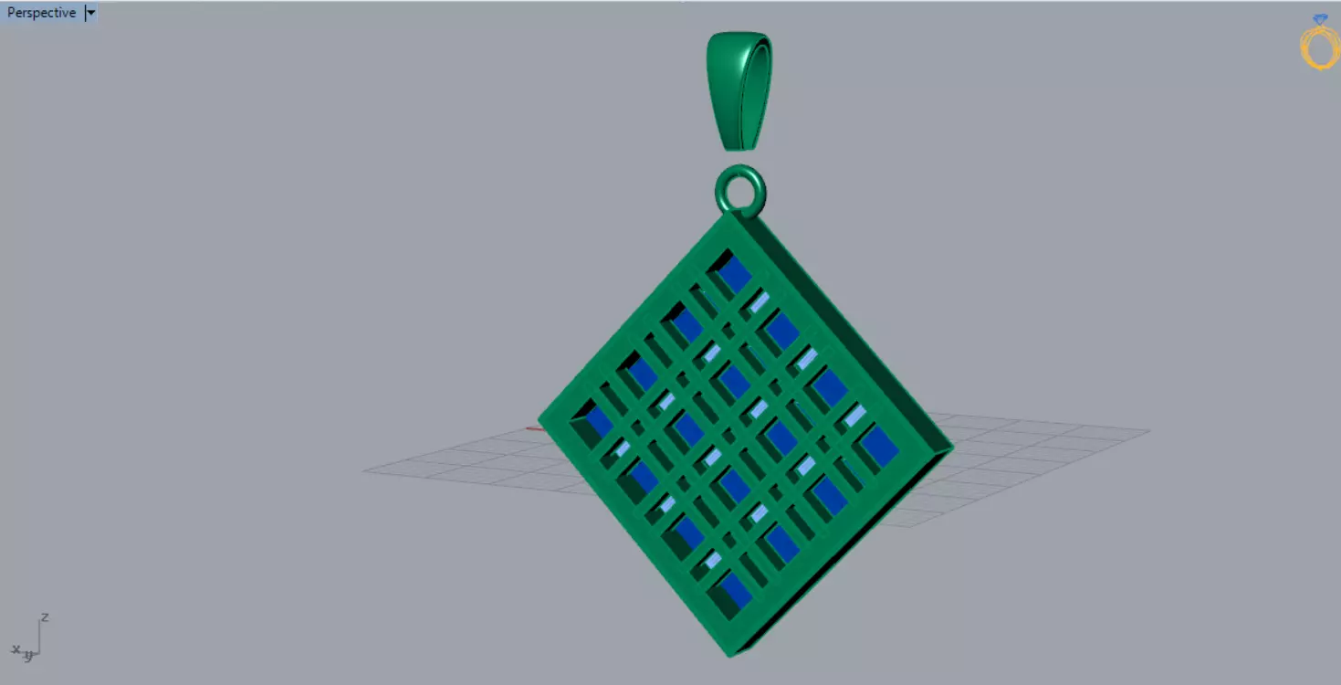 White Gold and Gemstones Checkerboard STL Pendant Model jp0069 3D print model_8