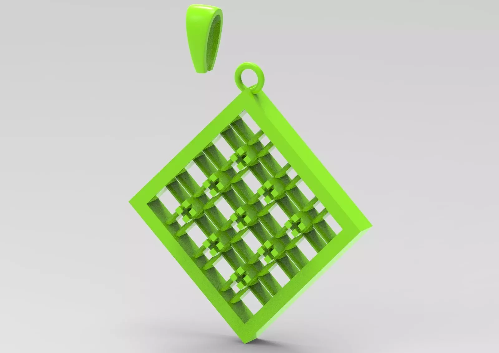 White Gold and Gemstones Checkerboard STL Pendant Model jp0069 3D print model_26