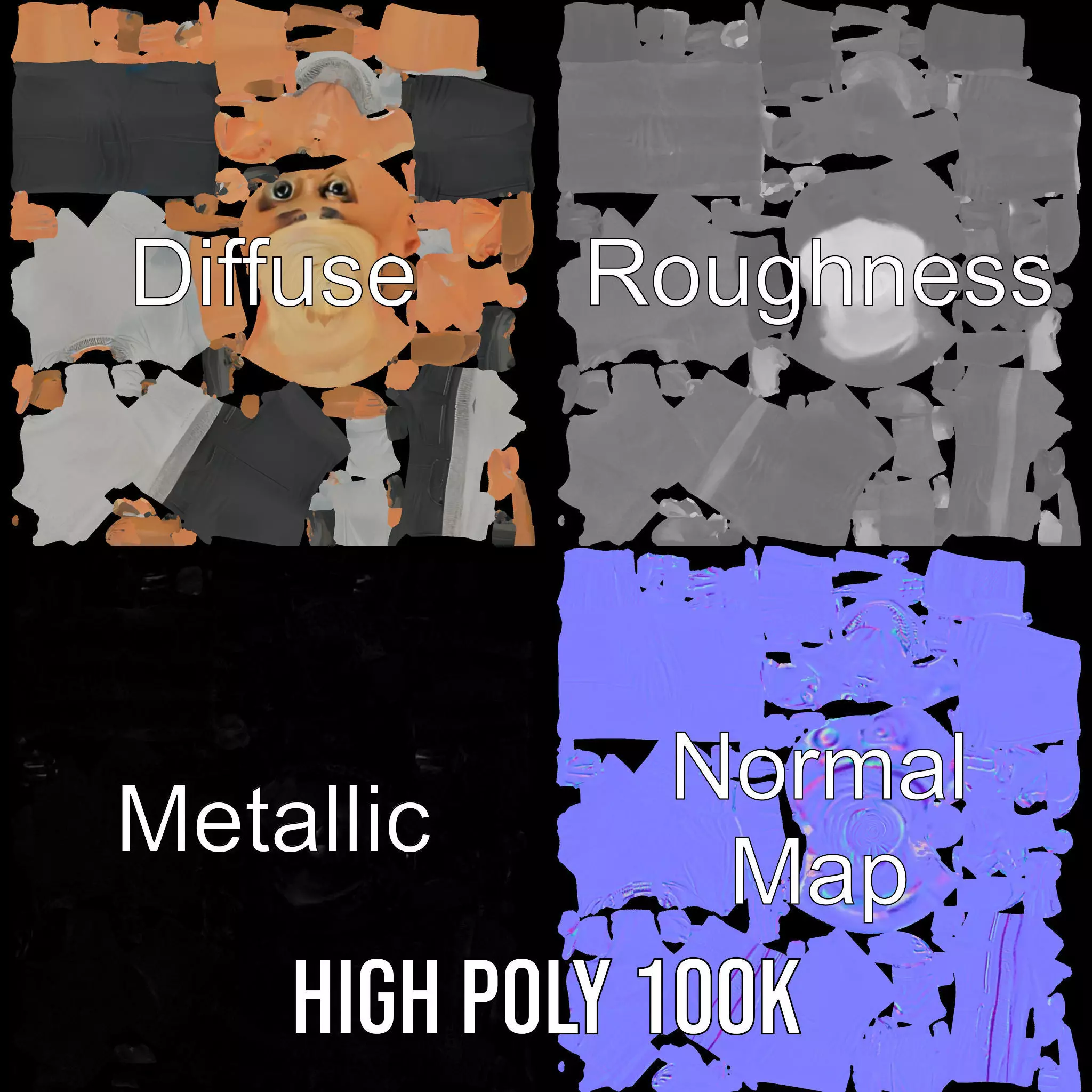 Elflike Character Model Pack with Highly Detailed Features Low-poly 3D model_3