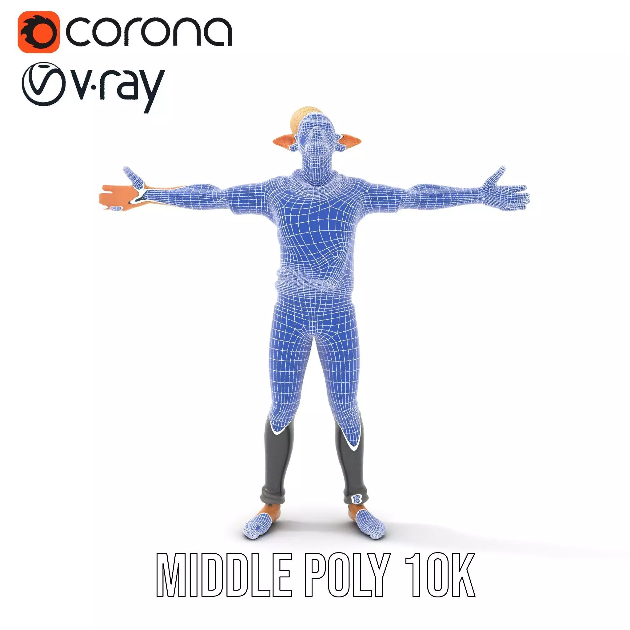 Elflike Character Model Pack with Highly Detailed Features Low-poly 3D model_9