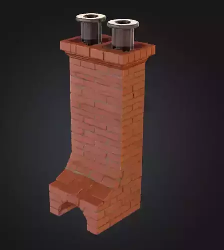 Stylized Brick Chimney with Pipes Low-poly 3D model
