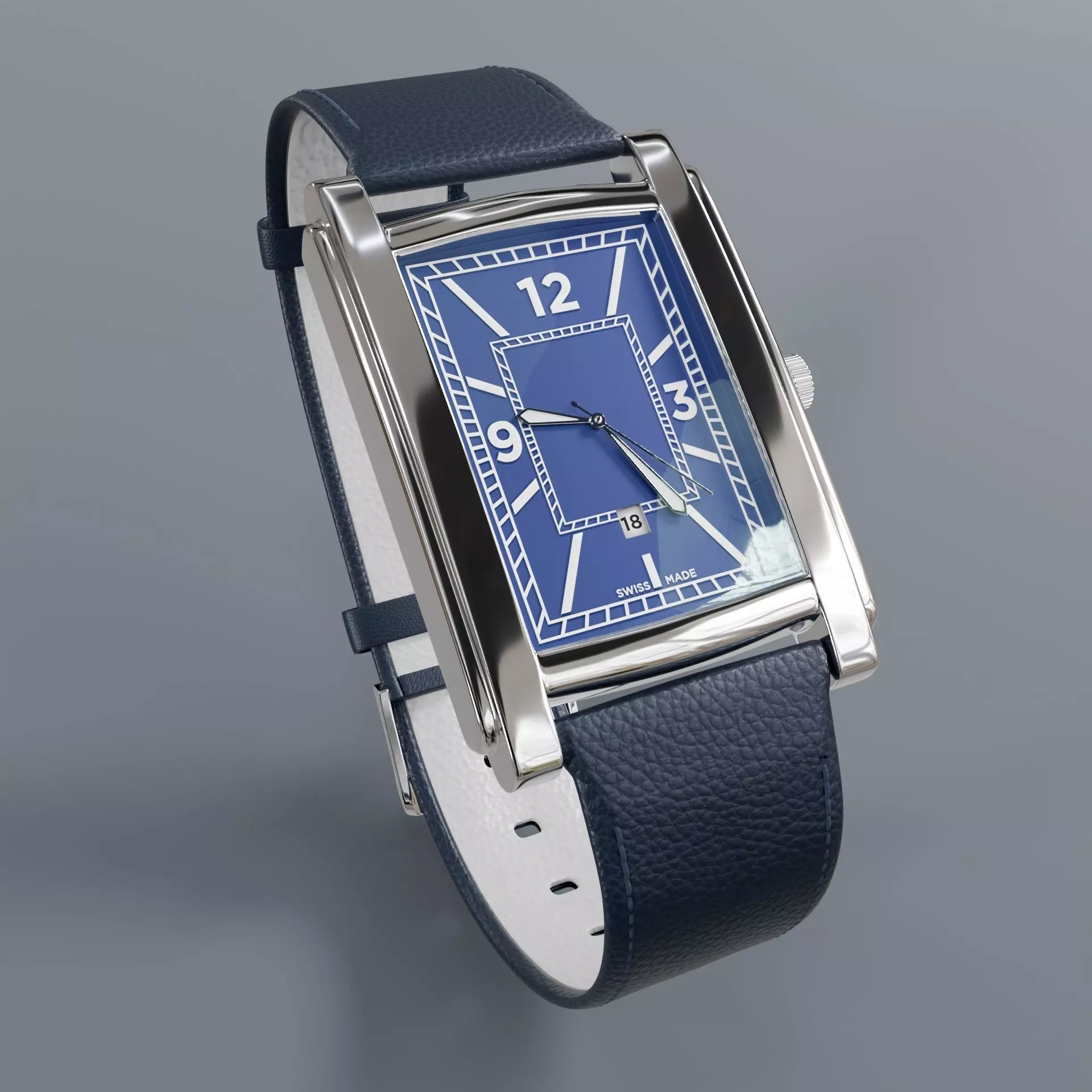 Watch with leather handle 3D model_1