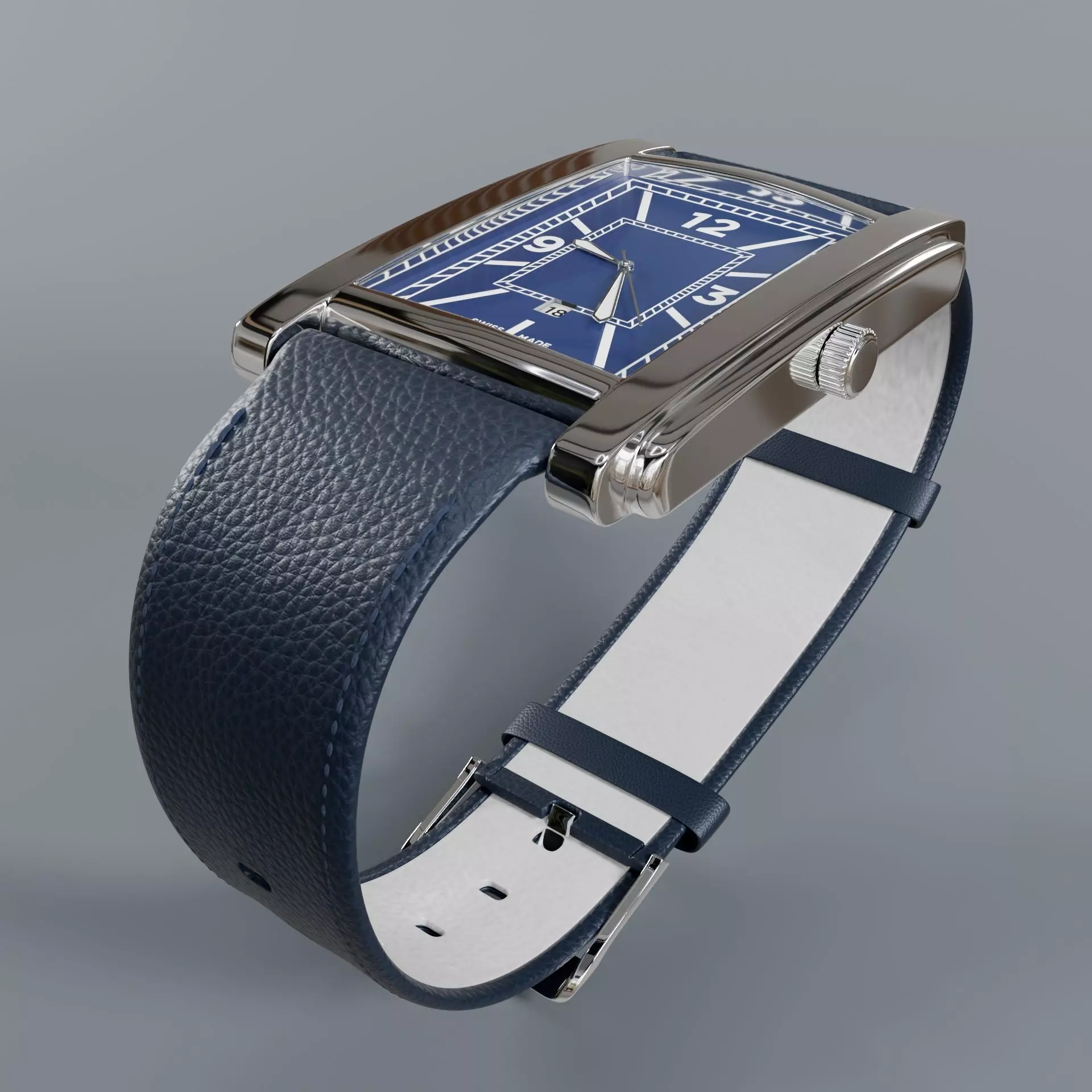 Watch with leather handle 3D model_2