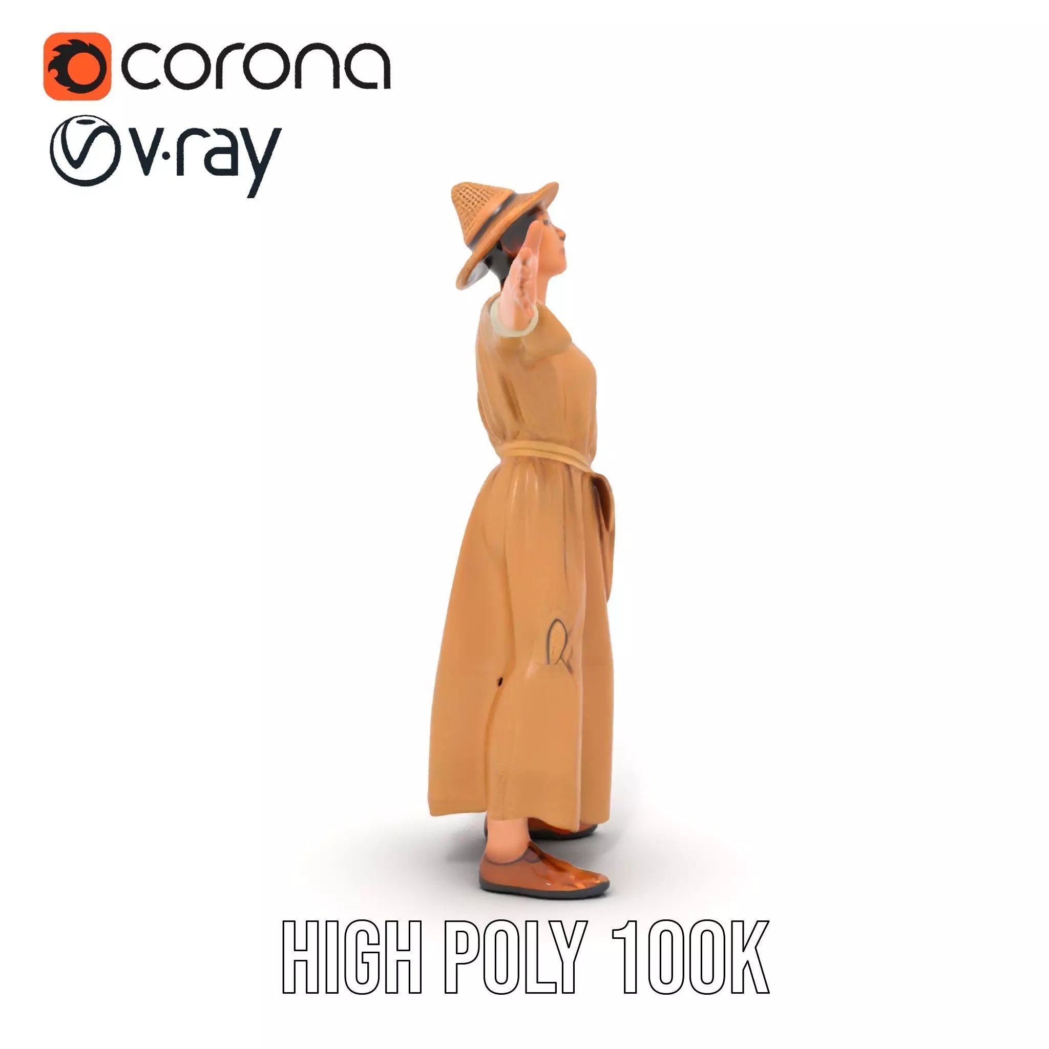 Casual Summer Dress with Hat Model Pack Low-poly 3D model_31