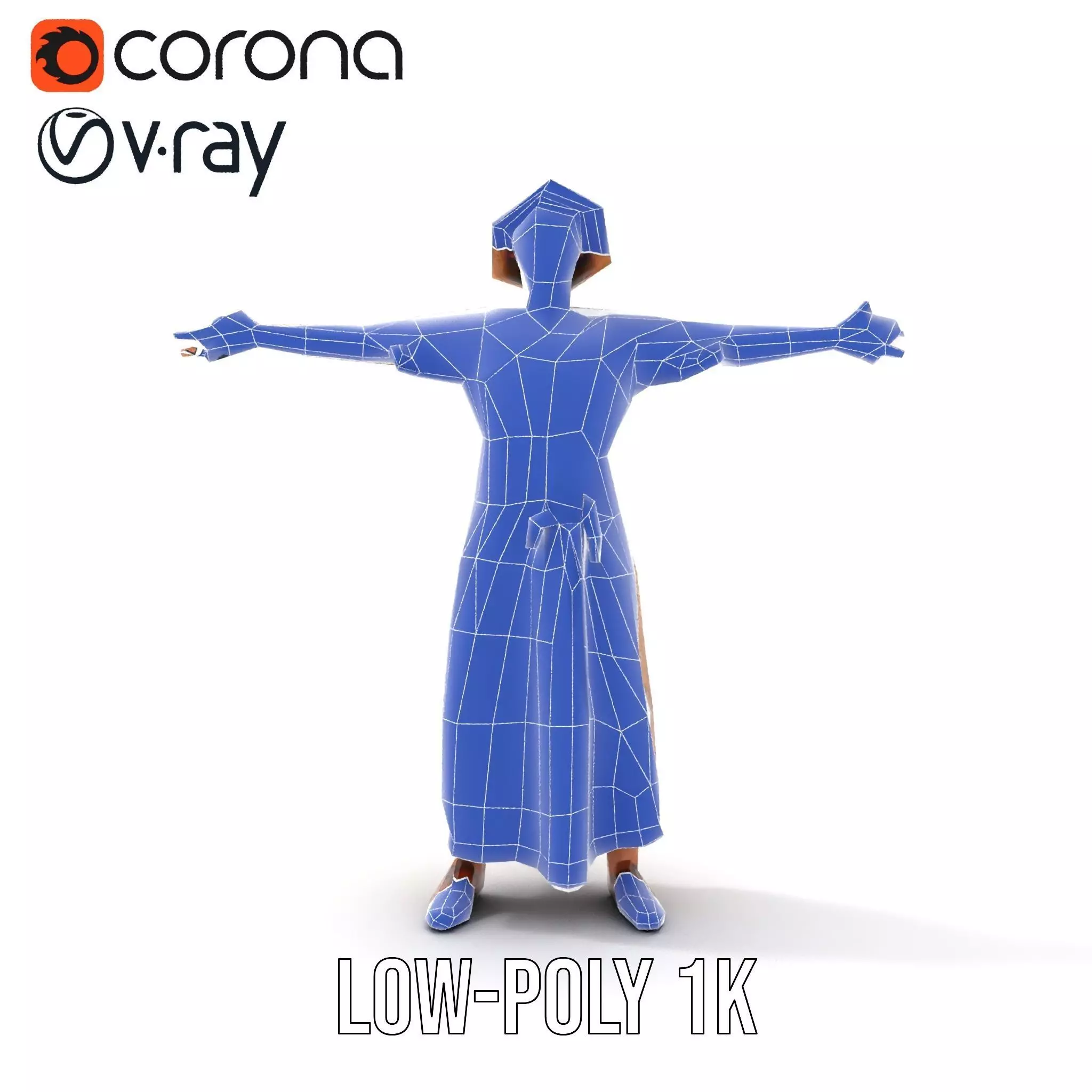 Casual Summer Dress with Hat Model Pack Low-poly 3D model_12