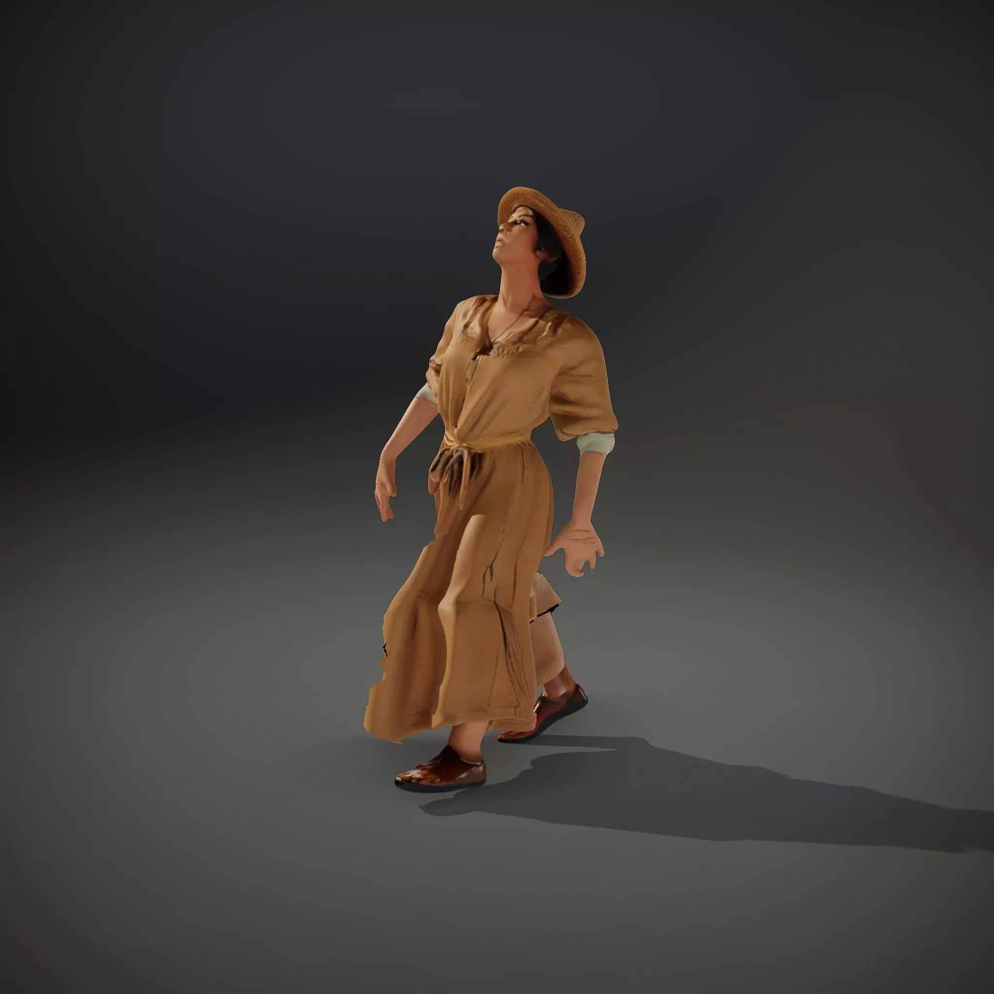 Casual Summer Dress with Hat Model Pack Low-poly 3D model_34