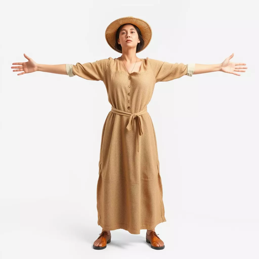 Casual Summer Dress with Hat Model Pack Low-poly 3D model_2