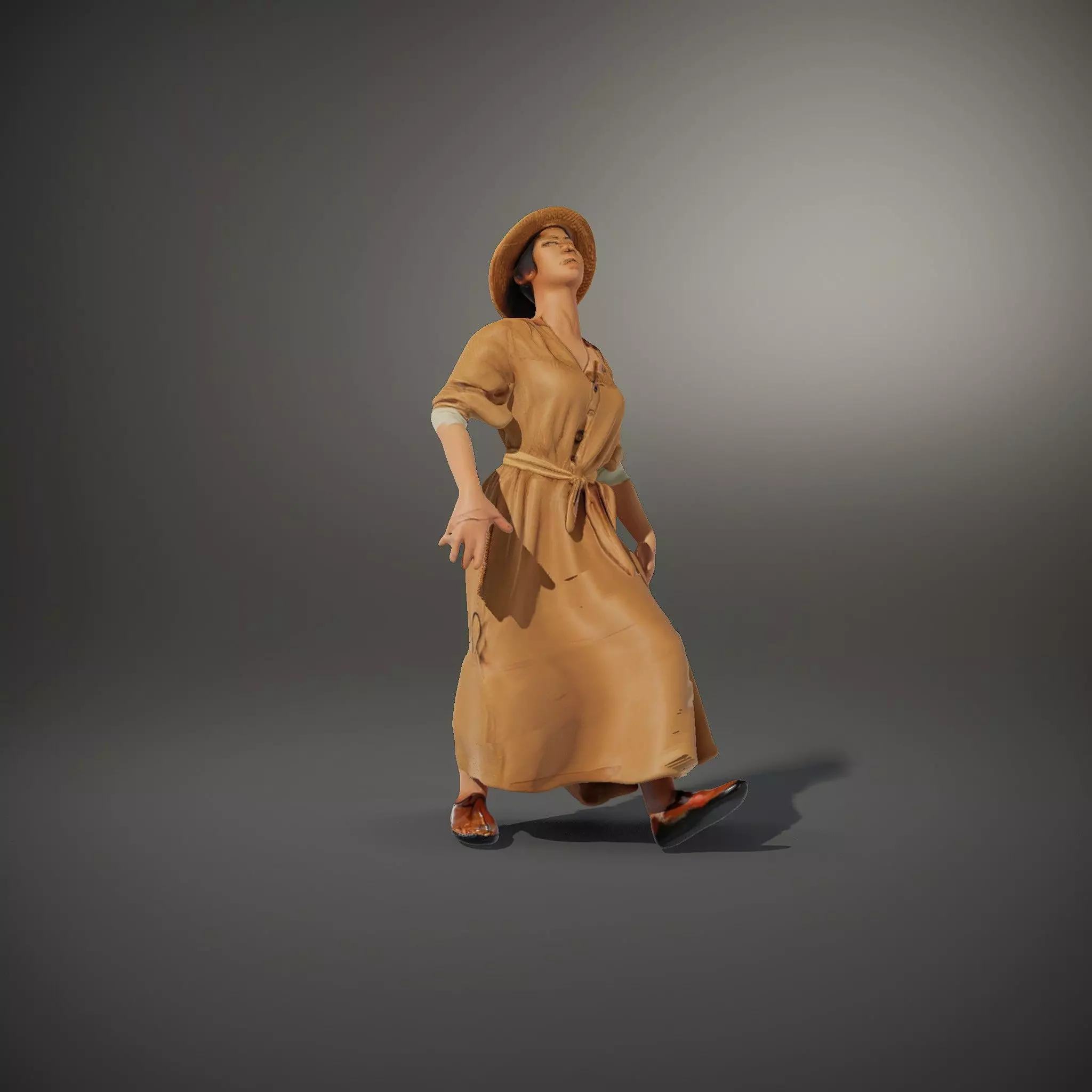 Casual Summer Dress with Hat Model Pack Low-poly 3D model_33