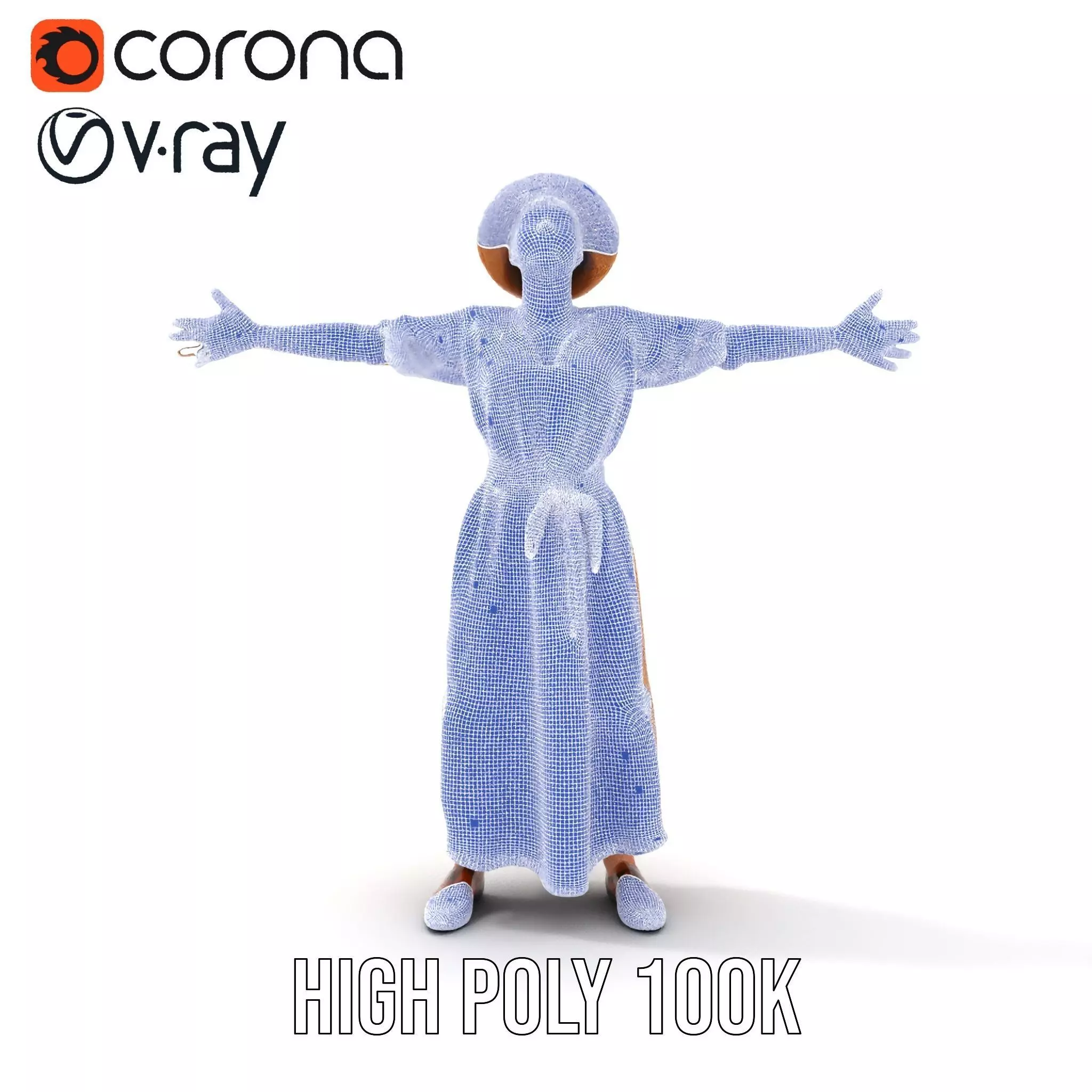 Casual Summer Dress with Hat Model Pack Low-poly 3D model_32