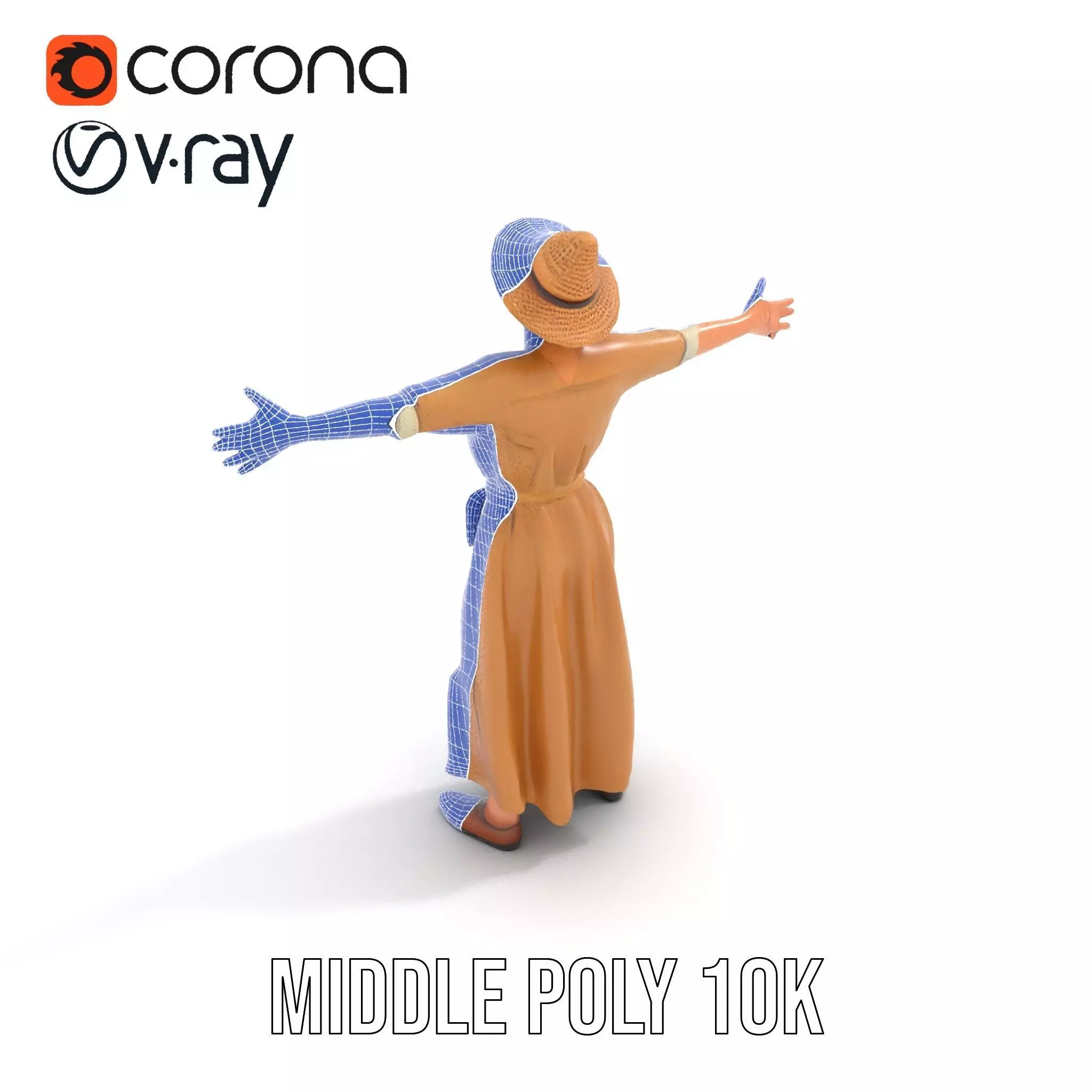 Casual Summer Dress with Hat Model Pack Low-poly 3D model_29