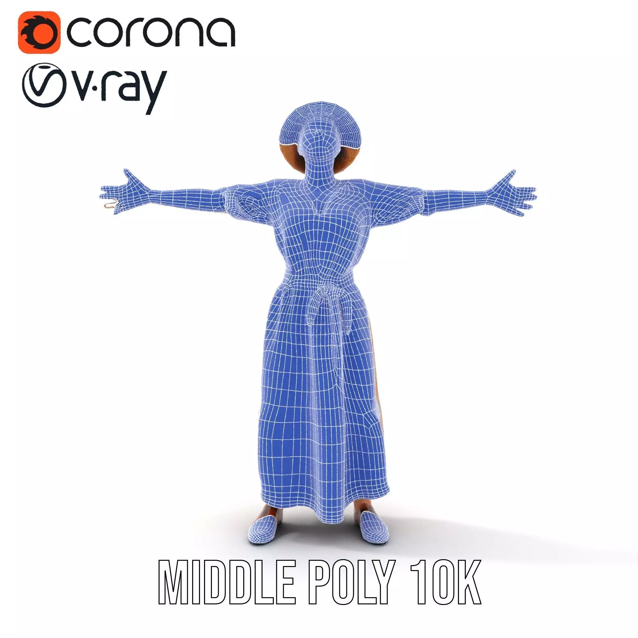 Casual Summer Dress with Hat Model Pack Low-poly 3D model_26