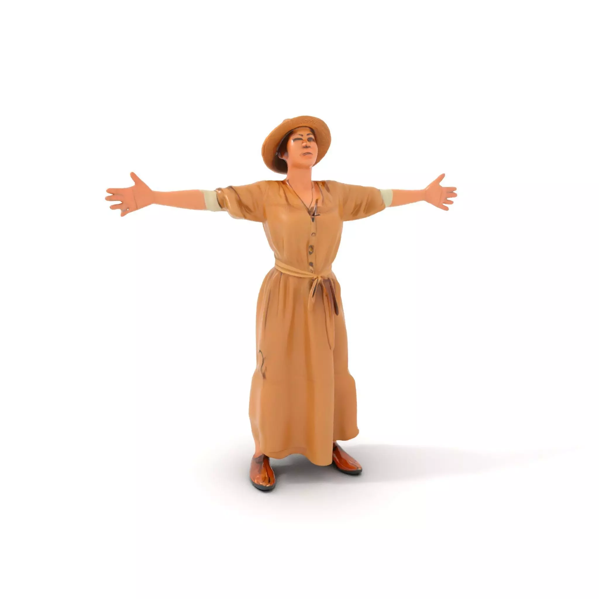 Casual Summer Dress with Hat Model Pack Low-poly 3D model_0