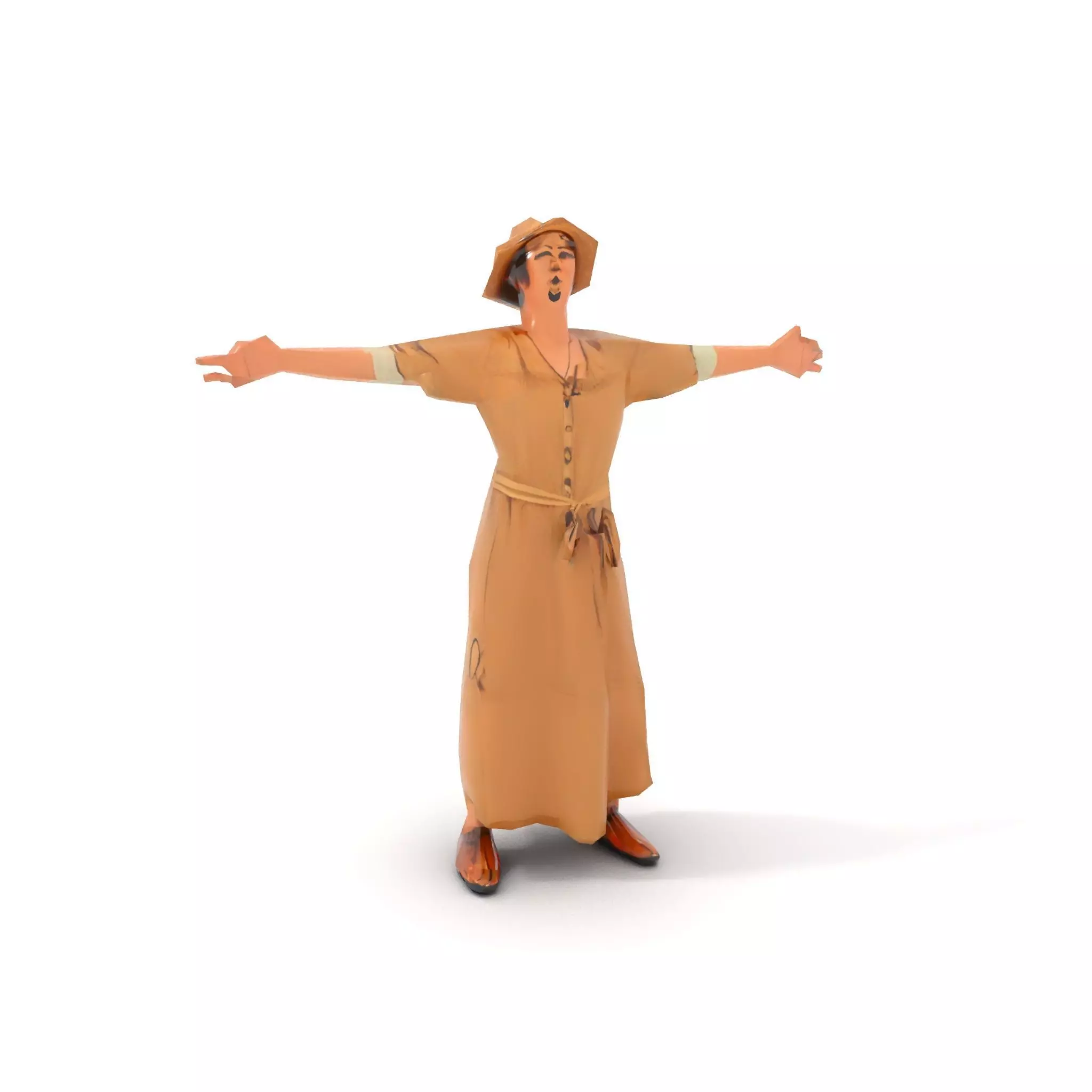 Casual Summer Dress with Hat Model Pack Low-poly 3D model_7