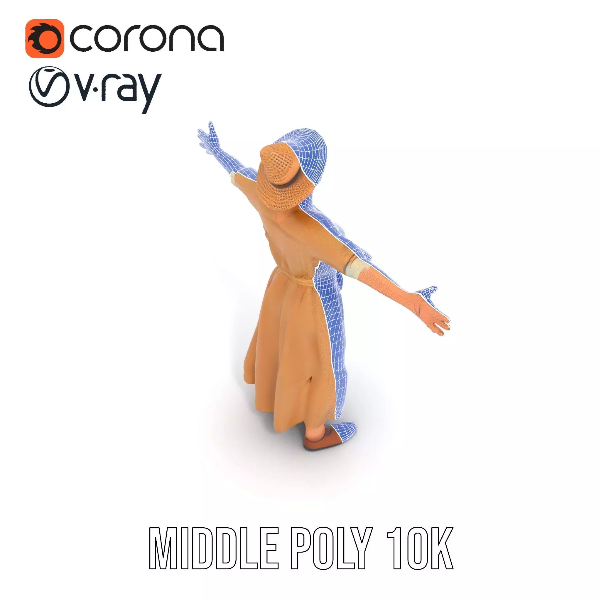 Casual Summer Dress with Hat Model Pack Low-poly 3D model_17