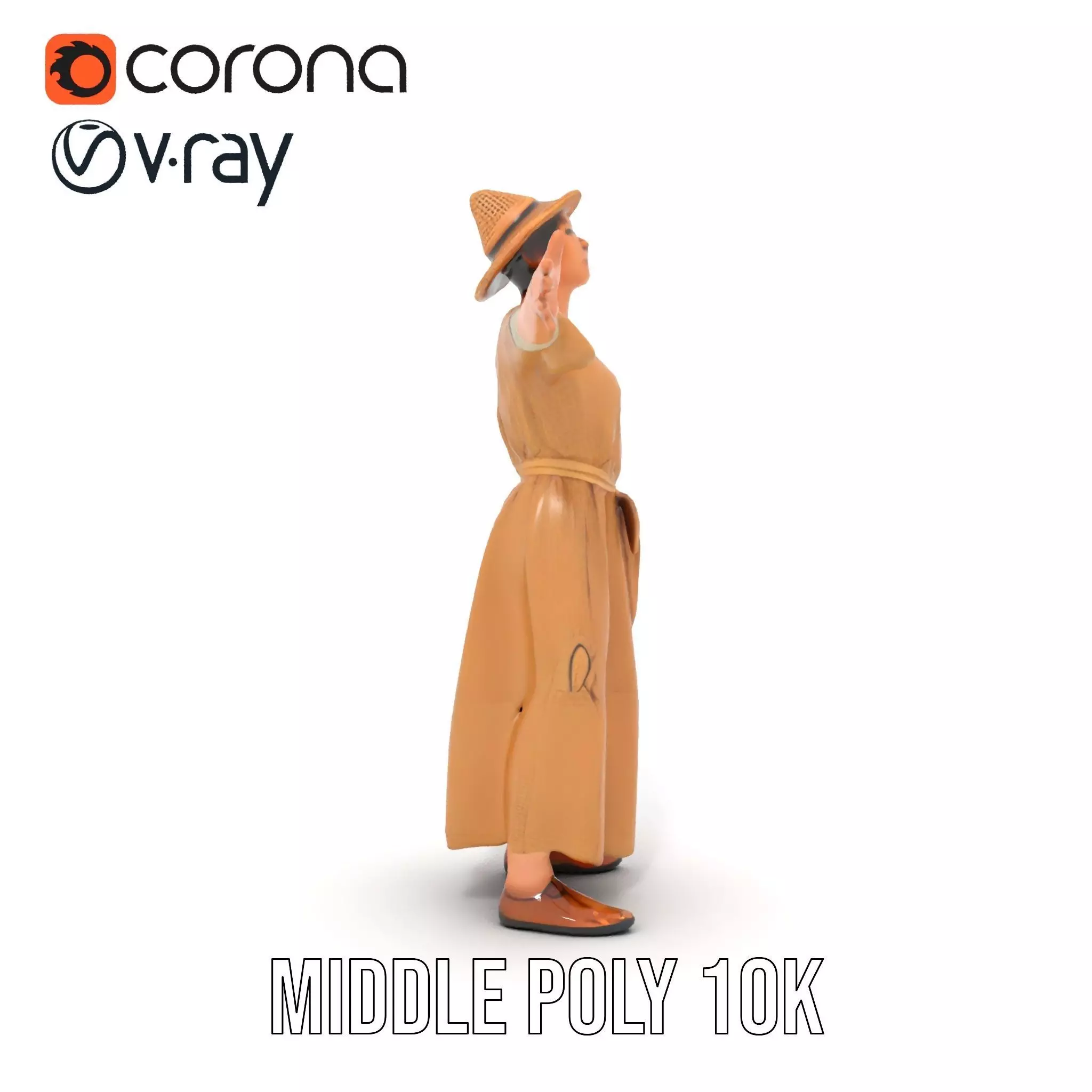 Casual Summer Dress with Hat Model Pack Low-poly 3D model_6