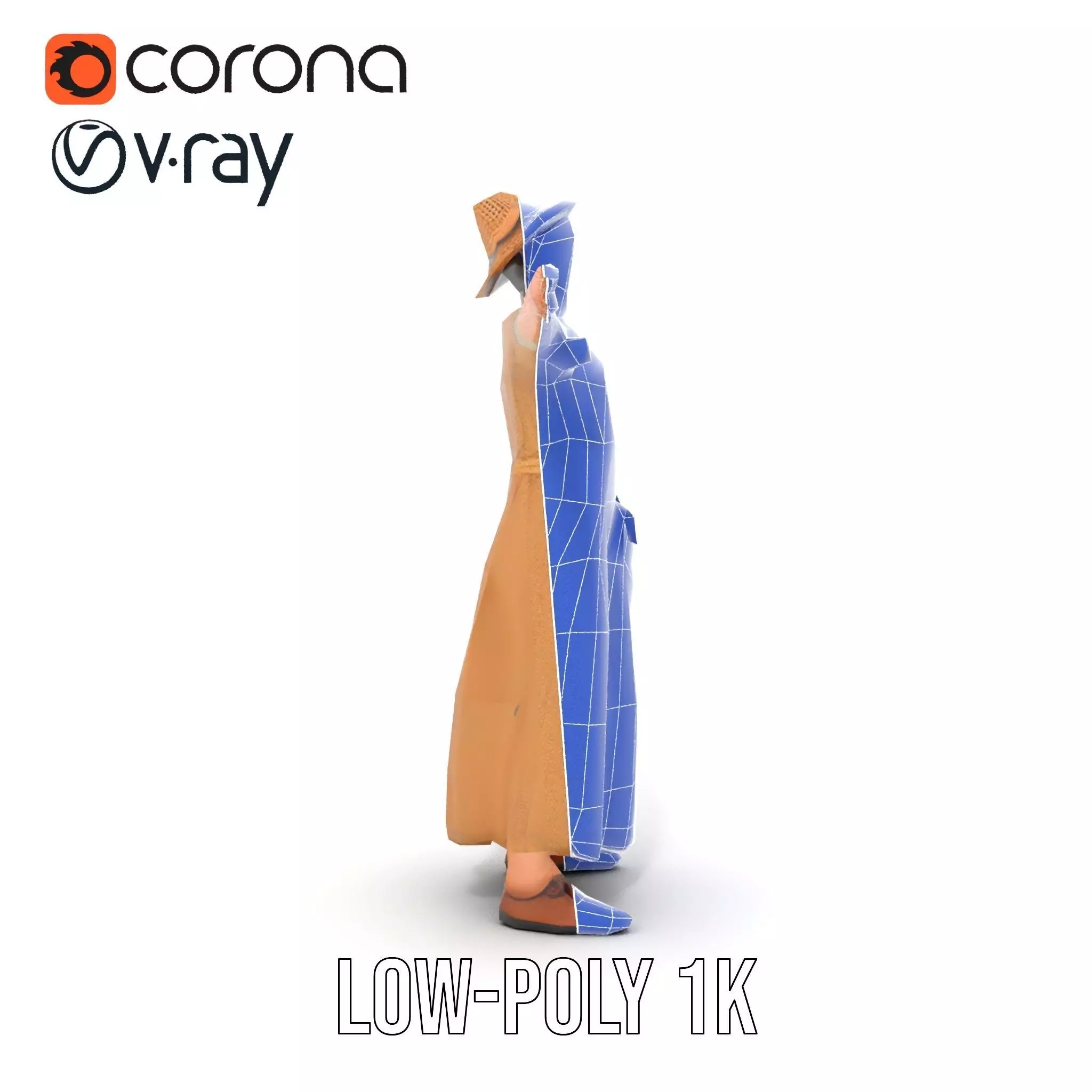 Casual Summer Dress with Hat Model Pack Low-poly 3D model_27