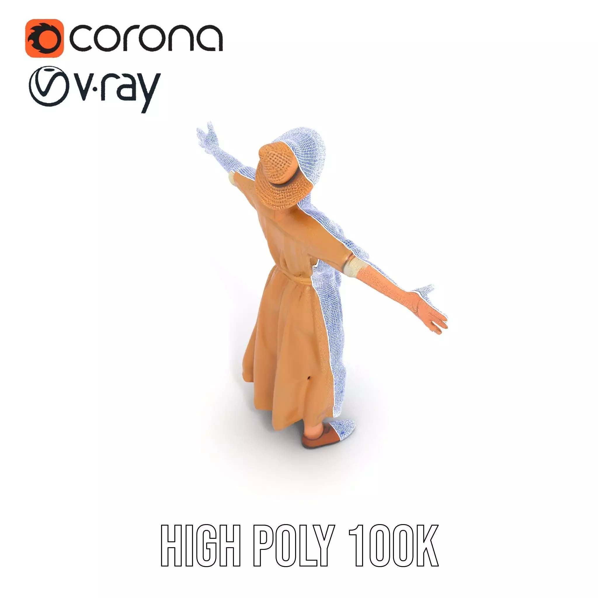 Casual Summer Dress with Hat Model Pack Low-poly 3D model_19