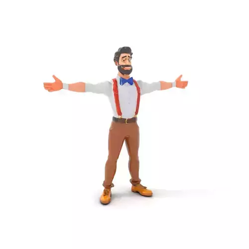 Cheerful Character with Suspenders Model Pack Low-poly 3D model