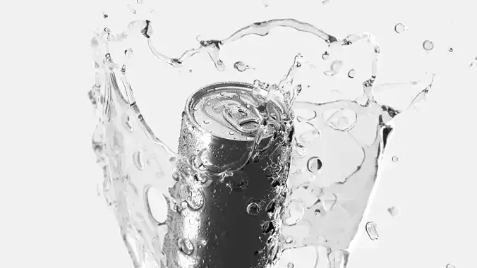 Silver Aluminum Can With Splash - 250ml soda drink with drops