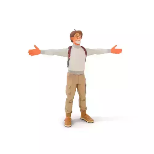 Stylized Male Character Model Pack with Backpack Low-poly 3D model