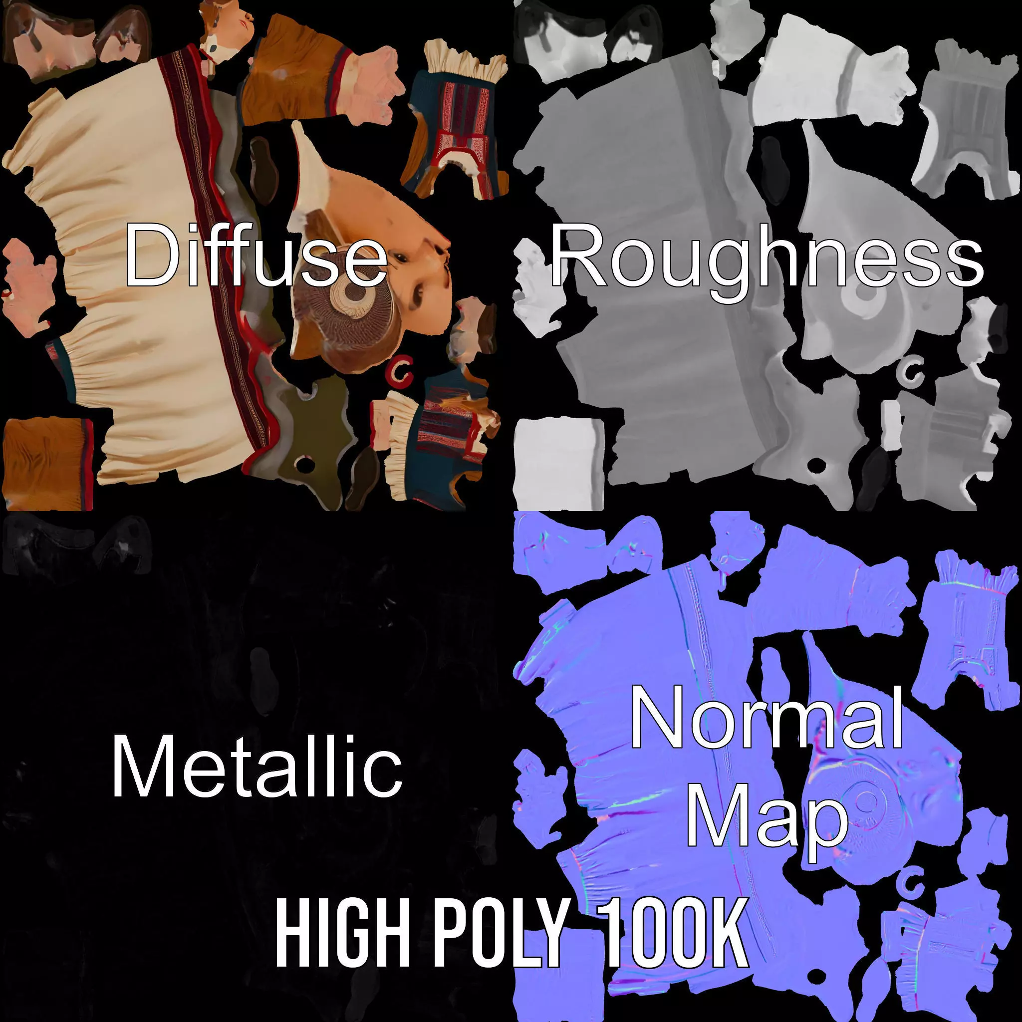 Traditional Scandinavian Attire Character Model Pack Low-poly 3D model_3