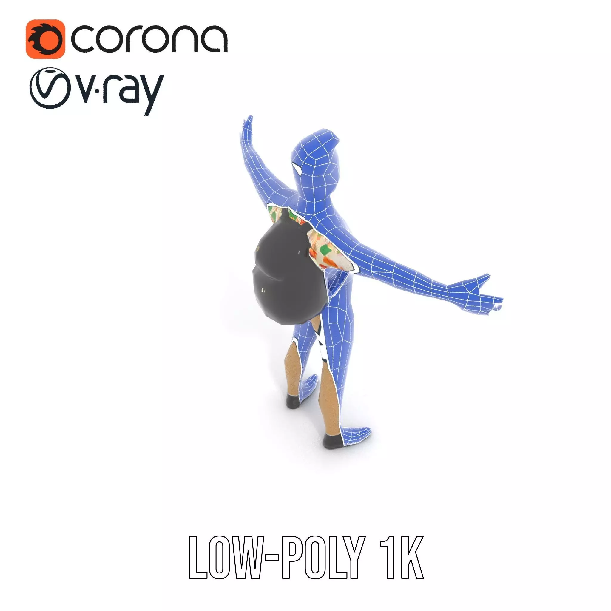 Casual Male Character with Floral Shirt Model Pack Low-poly 3D model_28