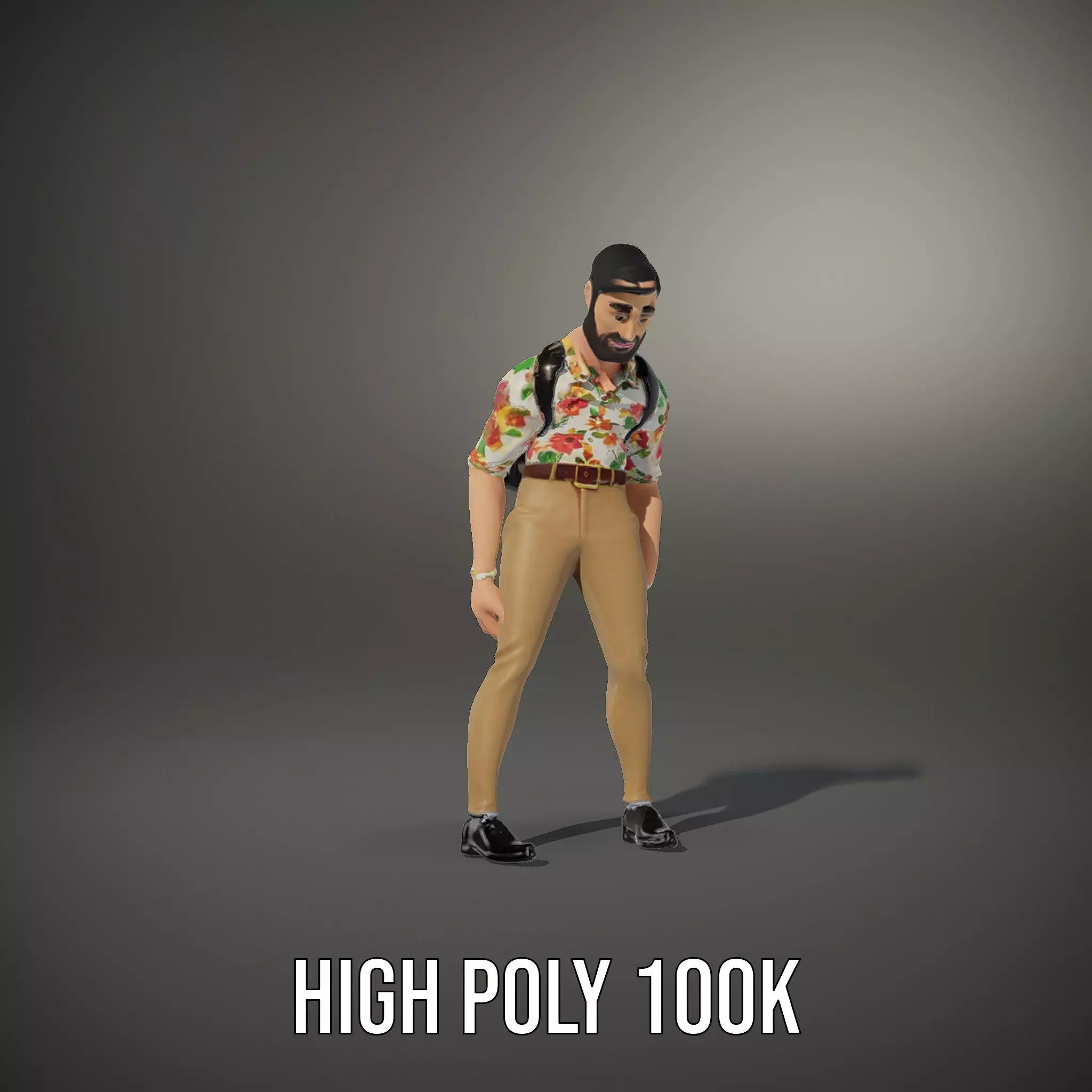 Casual Male Character with Floral Shirt Model Pack Low-poly 3D model_23