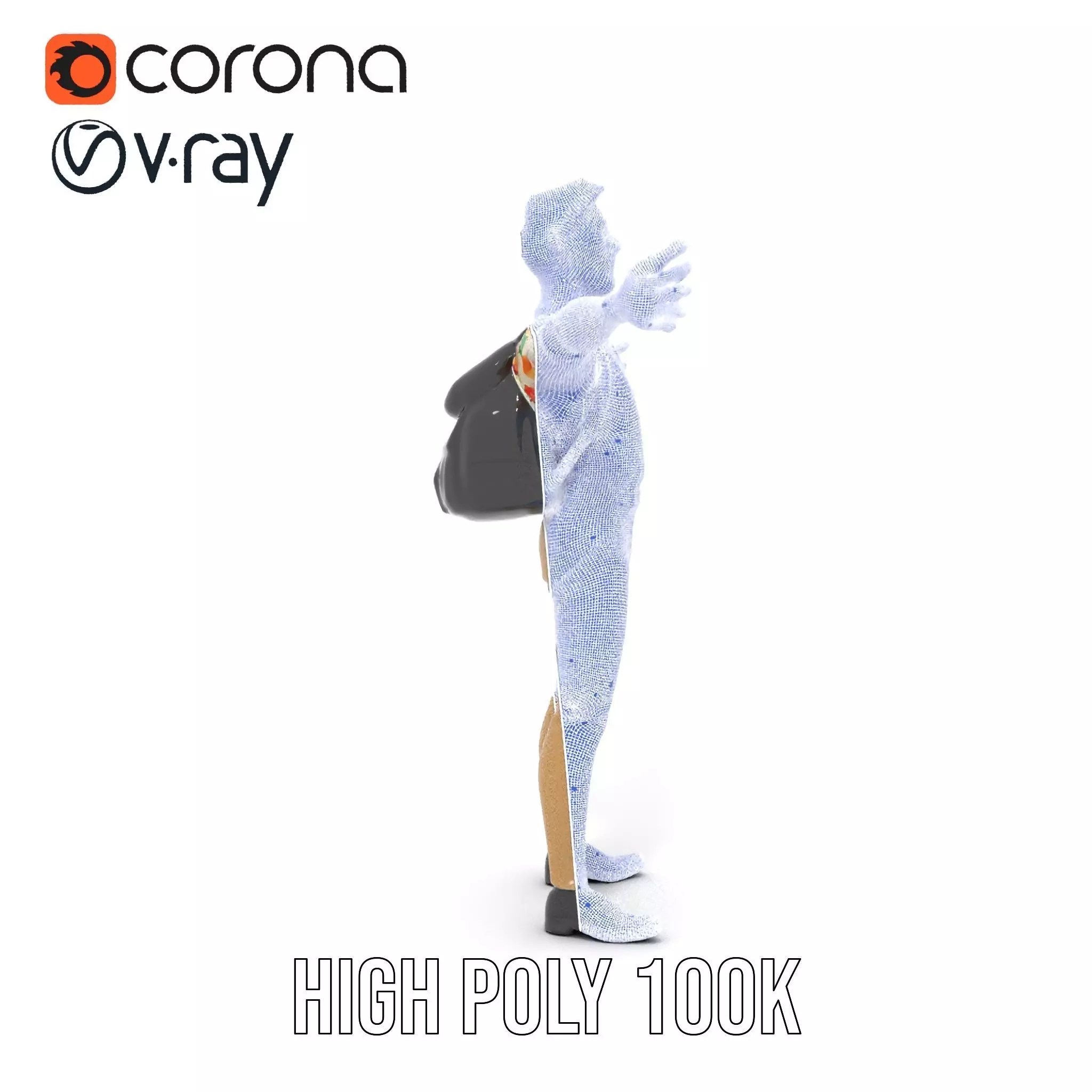 Casual Male Character with Floral Shirt Model Pack Low-poly 3D model_33