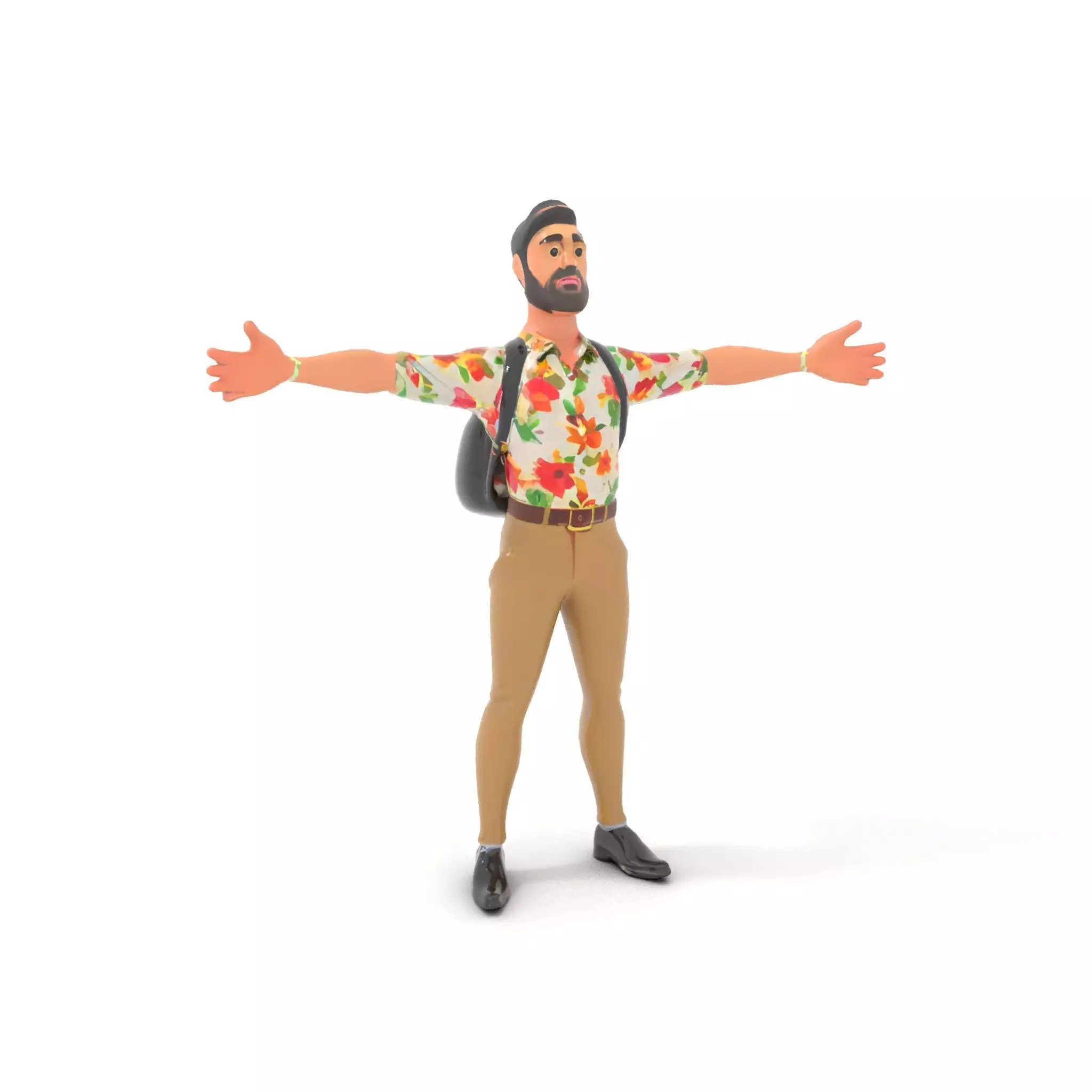 Casual Male Character with Floral Shirt Model Pack Low-poly 3D model_6